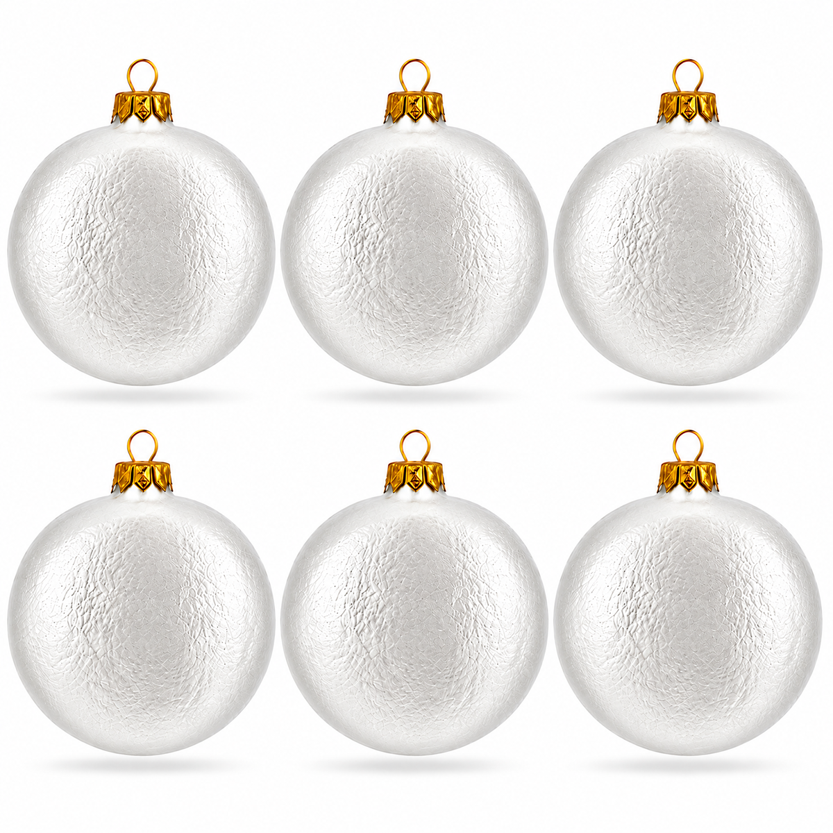 Set of 6 Silver Flat Disc Glass Christmas Ornaments 3 Inches