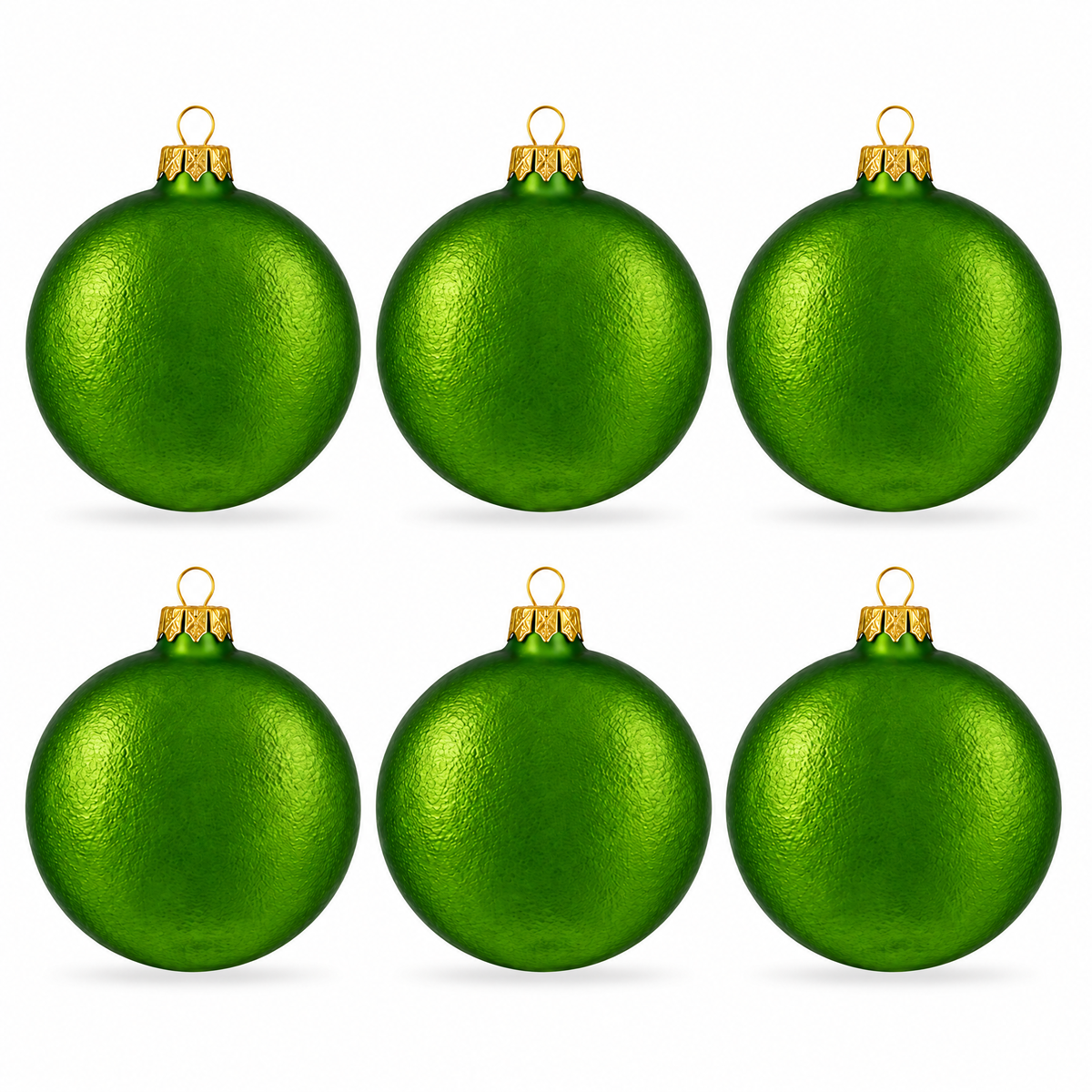 Set of 6 Matte Green Flat Disc Glass Christmas Ornaments 3 Inches