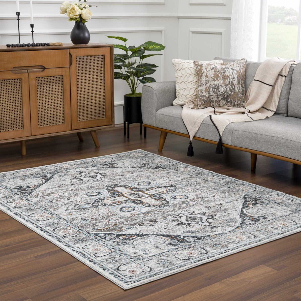 Liverpool Gray & Blue Area Rug - Clearance