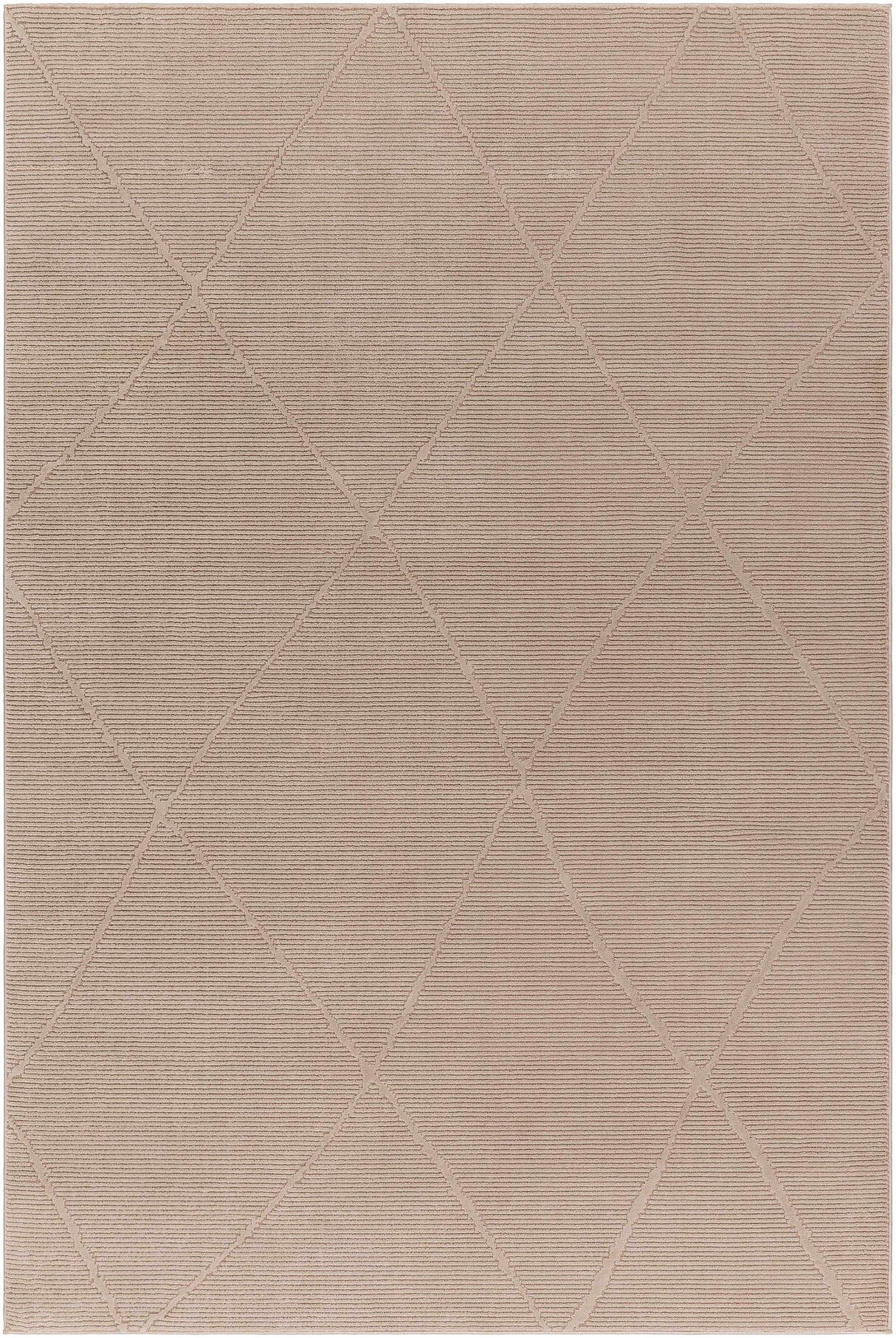 Aldis Tan Plush Textured Washable Rug - Clearance