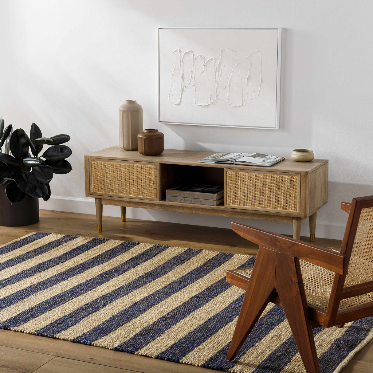 Ilkay Beige & Black Jute Area Rug - Clearance