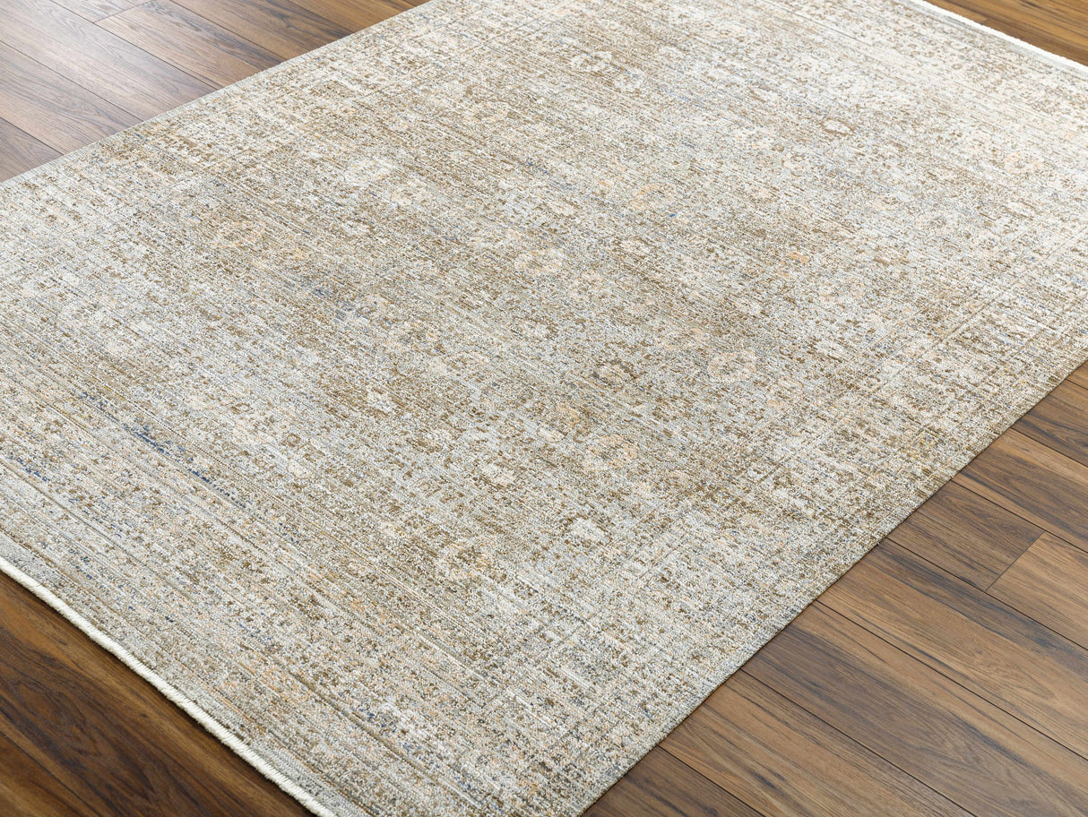 Margaret Damask Sage & Gray Washable Area Rug - Becki Owens x Livabliss