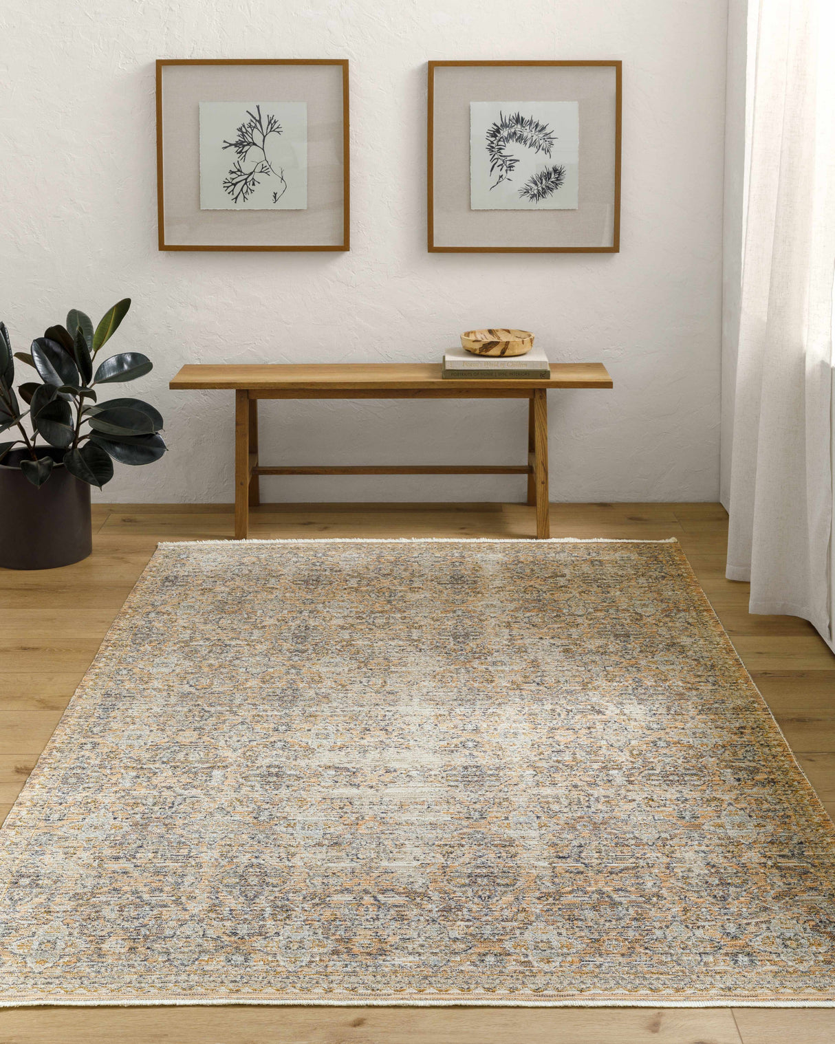 Margaret Beige & Blue Washable Outdoor Rug - Becki Owens x Livabliss - Clearance