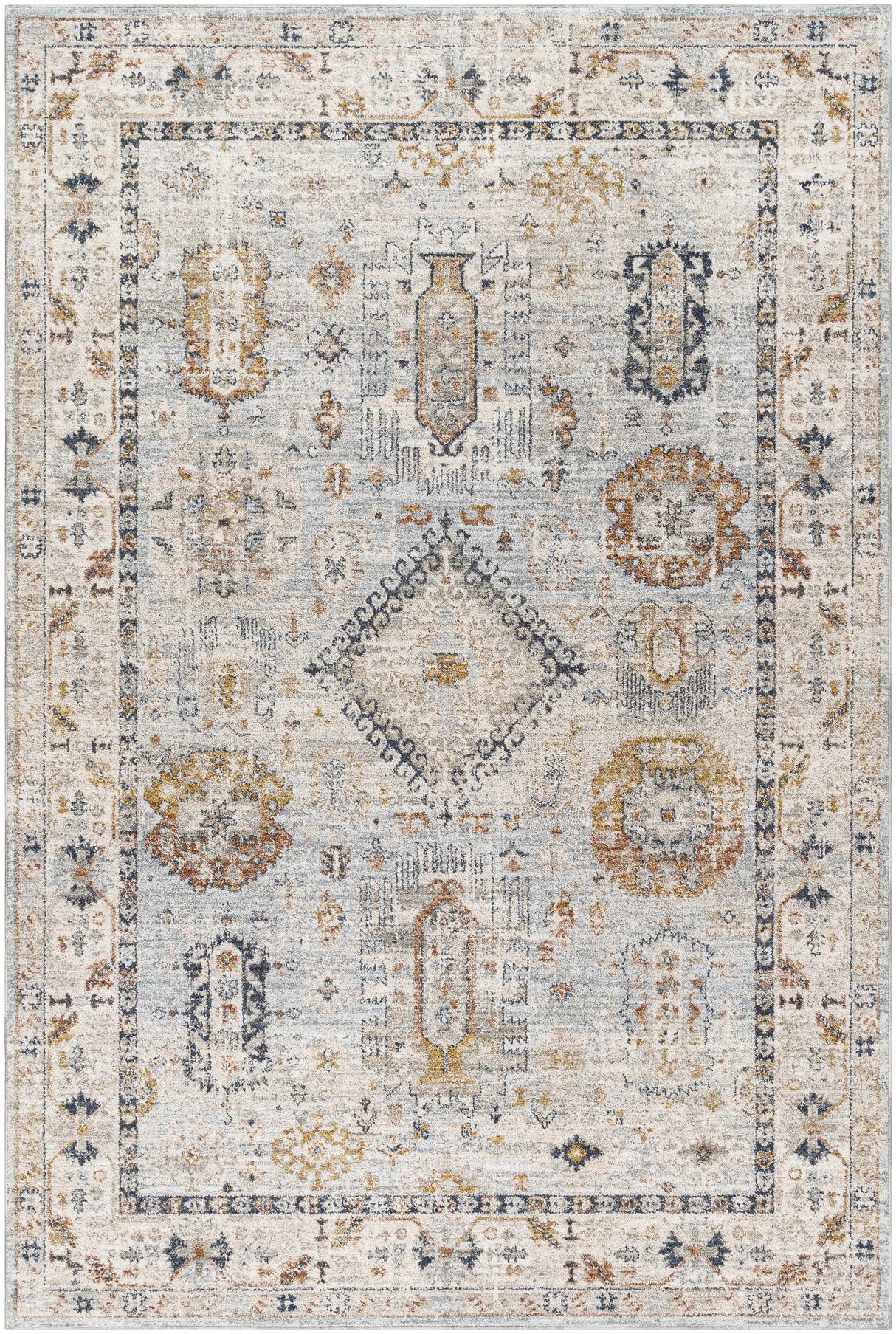 Kamau Cream & Blue Area Rug - Clearance