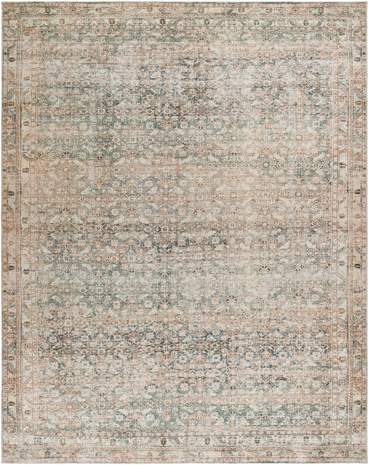 Marlene Damask Beige & Green Area Rug - Becki Owens x Livabliss