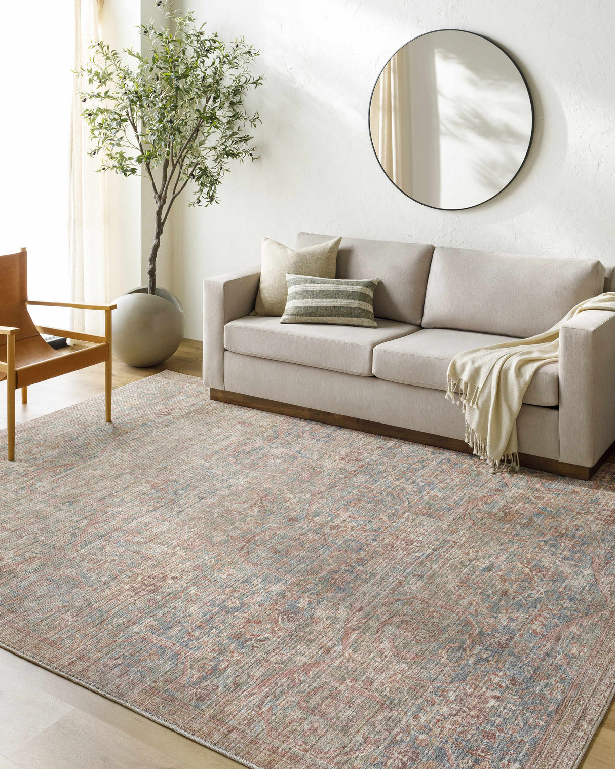 Marlene Damask Brown & Blue Area Rug - Becki Owens x Livabliss