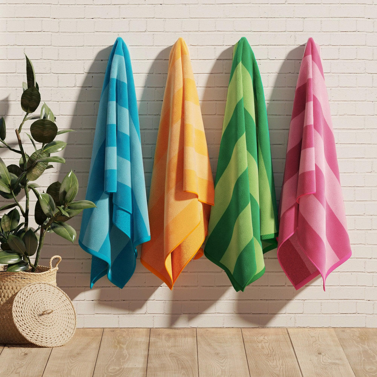 Cotton Velour Cabana Stripe Beach Towel - Novia Collection