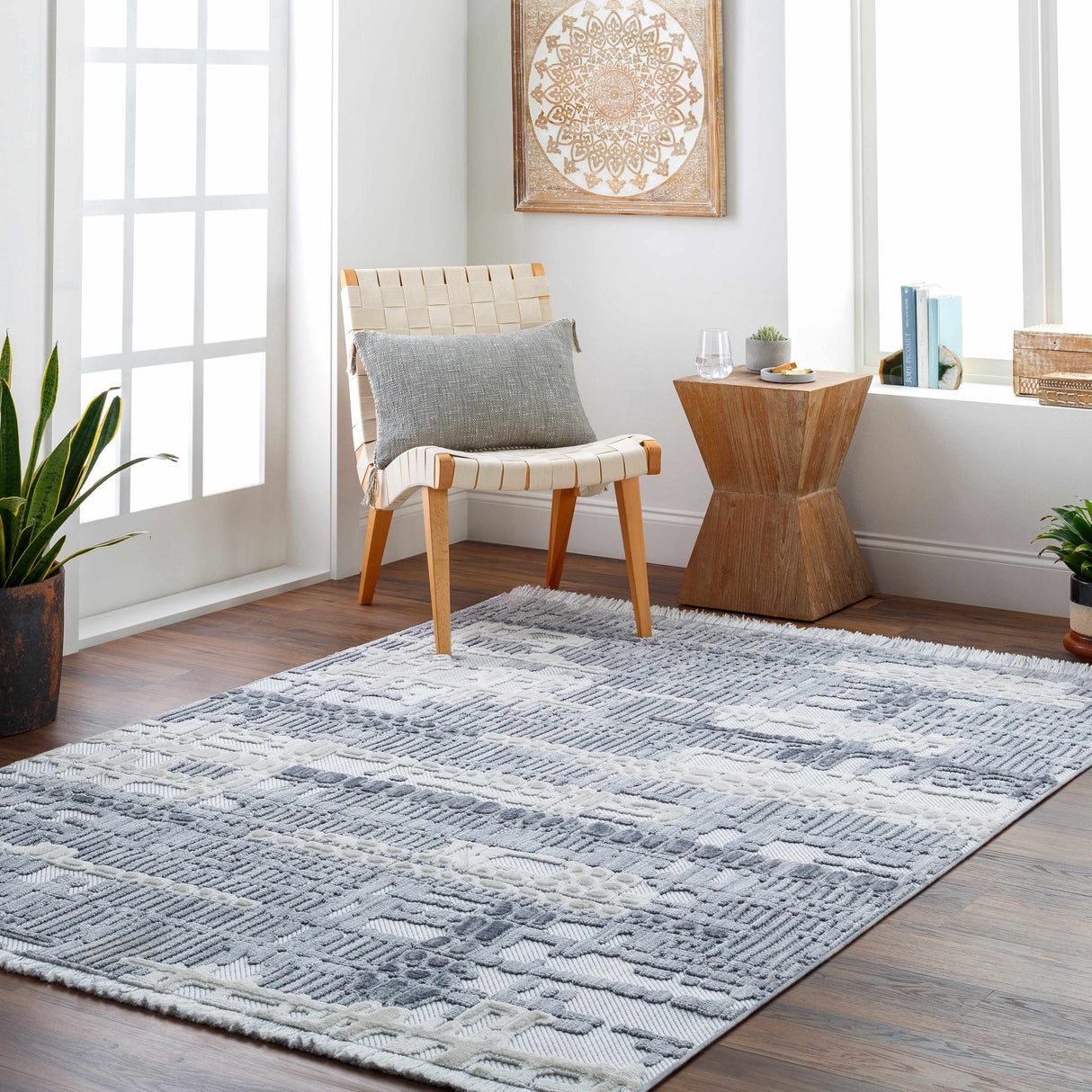 Bodhi Textured Saxony Rug with Fringes - Clearance