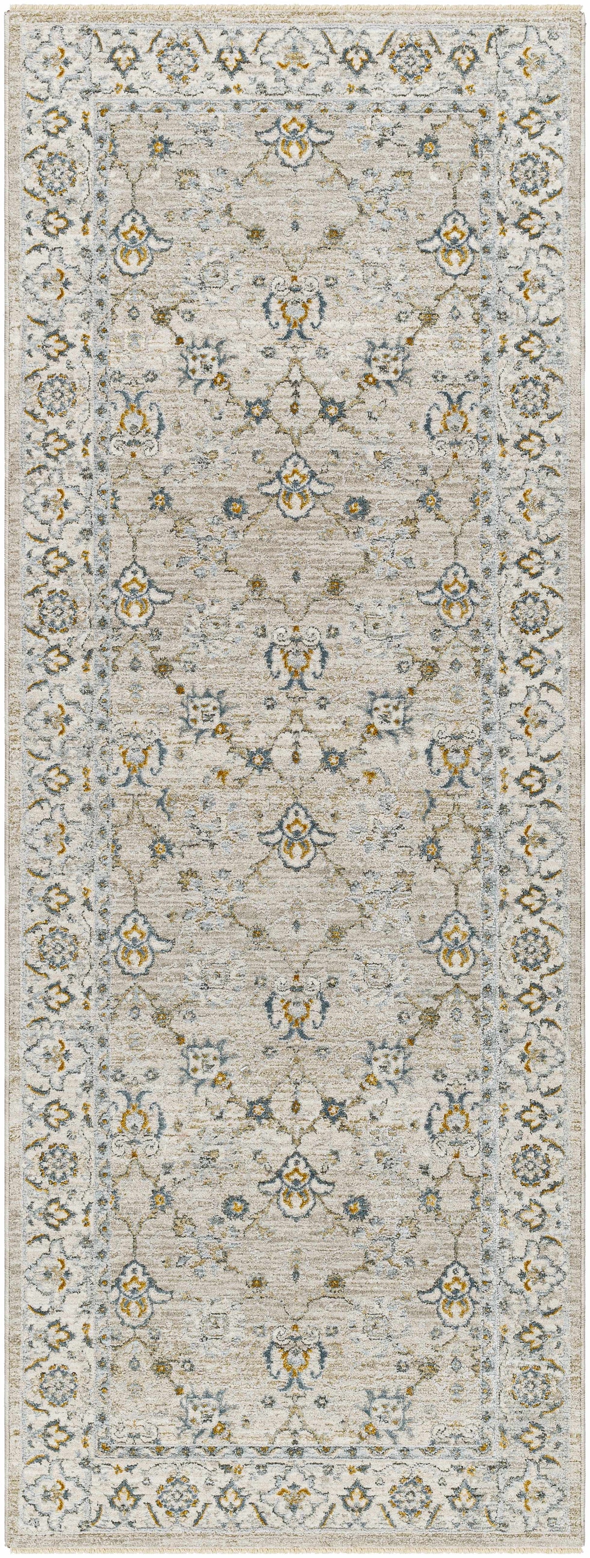 Amaru Cream & Sage Textured Rug with Fringes