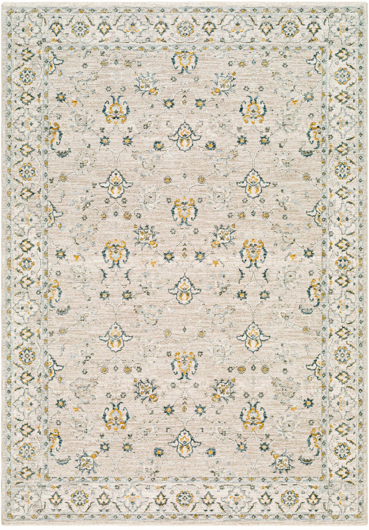 Amaru Cream & Sage Textured Rug with Fringes