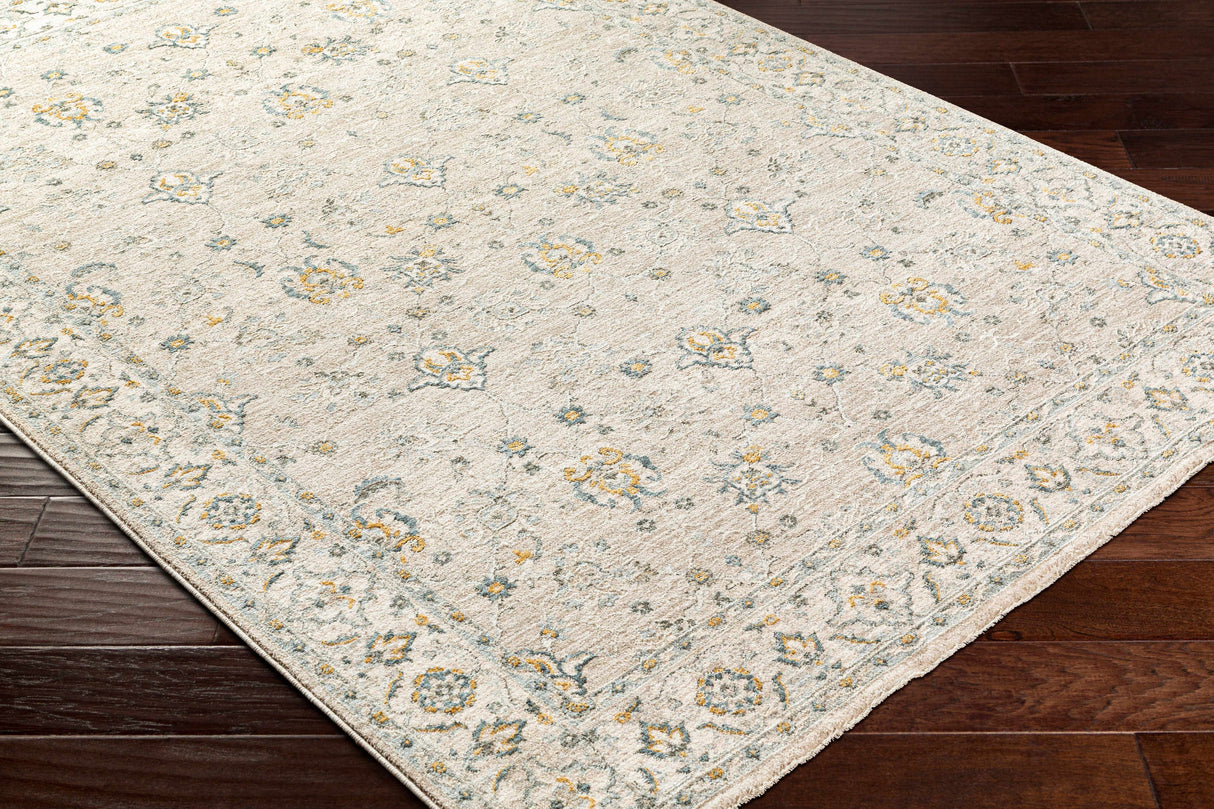 Amaru Cream & Sage Textured Rug with Fringes