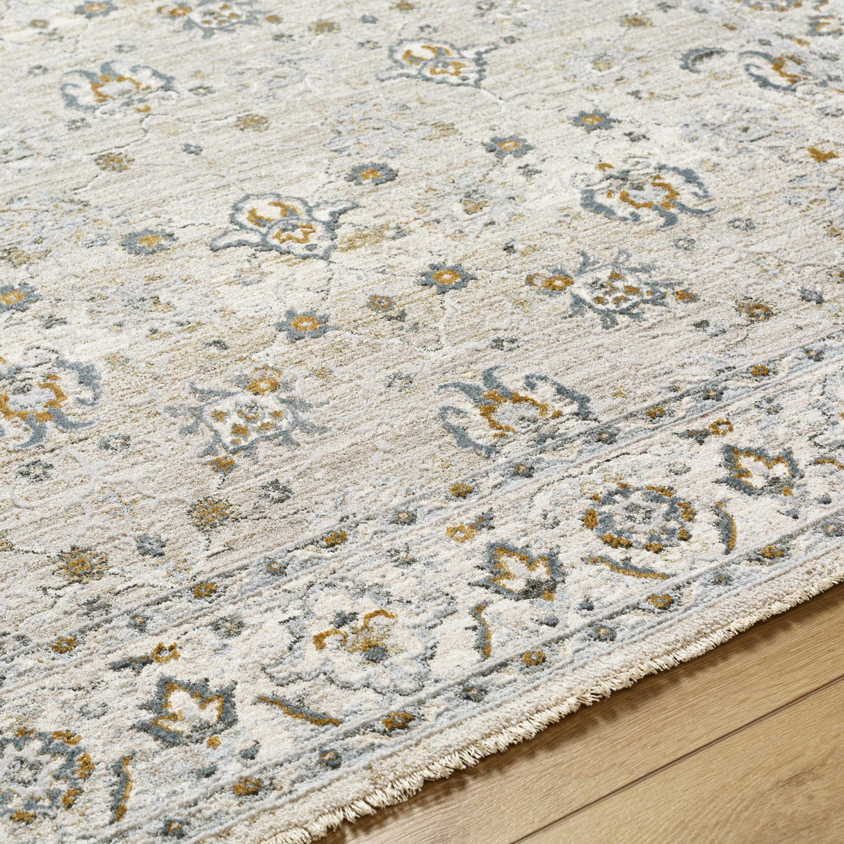 Amaru Cream & Sage Textured Rug with Fringes