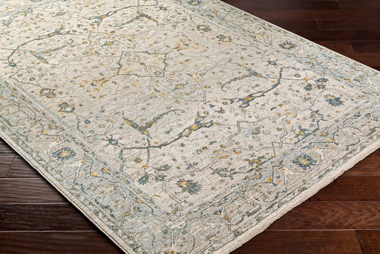 Aviva Off-White Textured Rug with Fringes