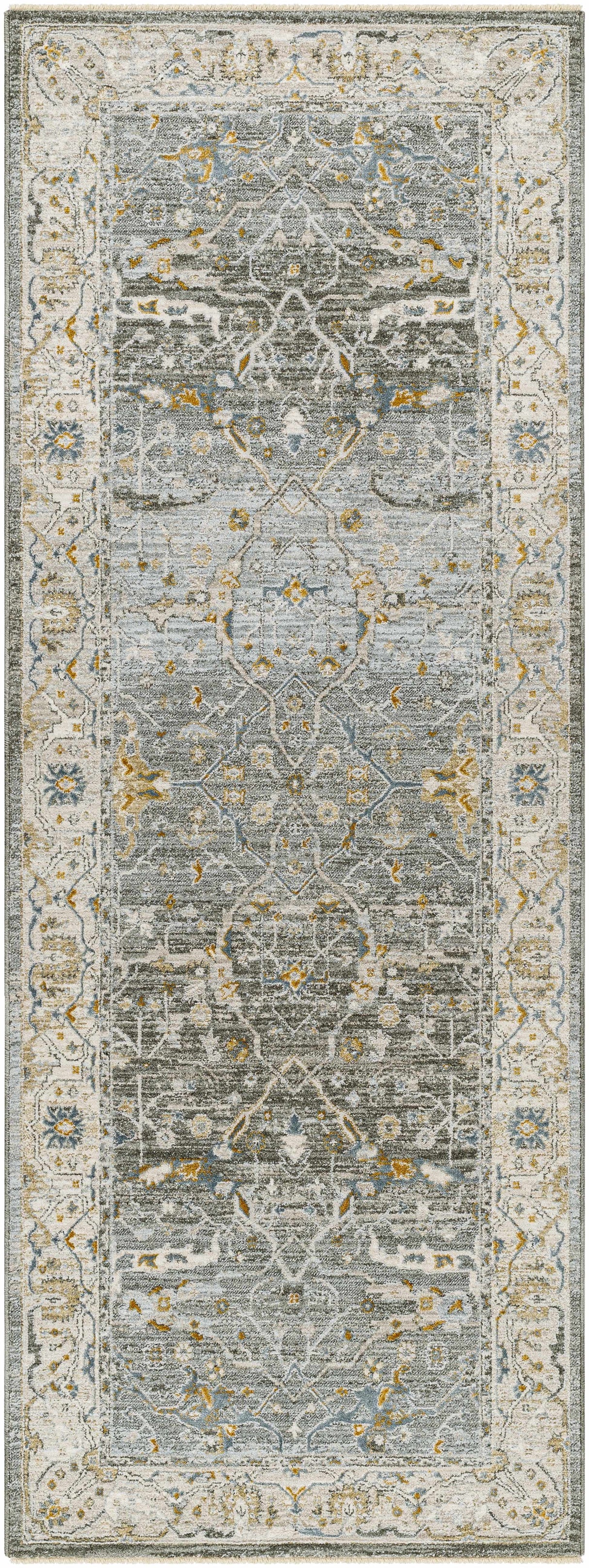 Aviva Teal Textured Rug with Fringes