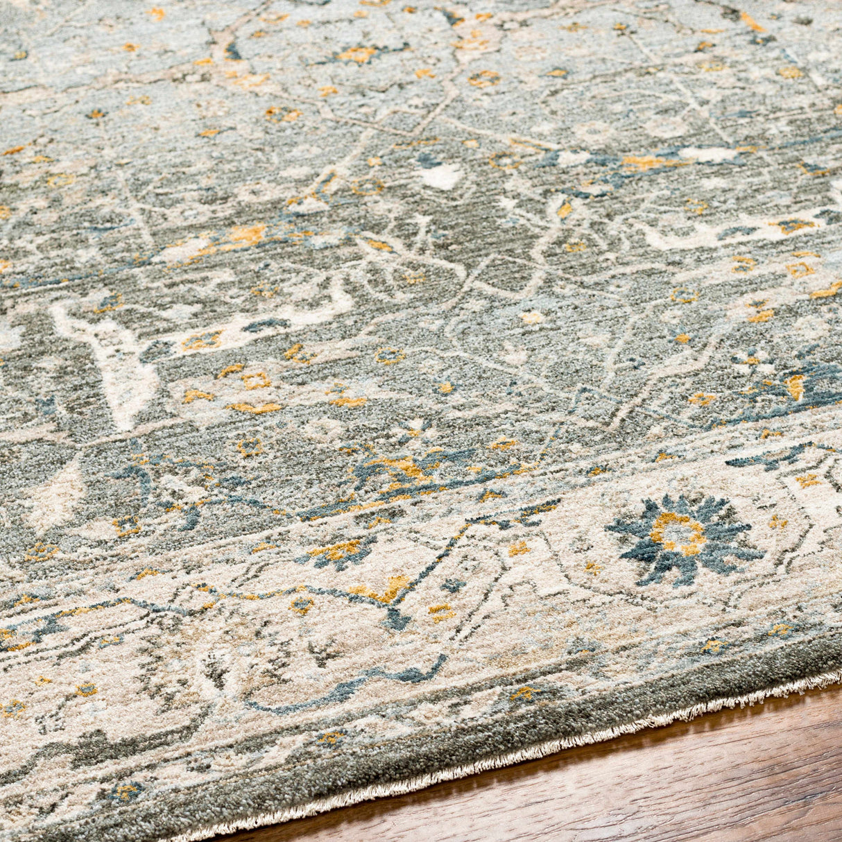Aviva Teal Textured Rug with Fringes