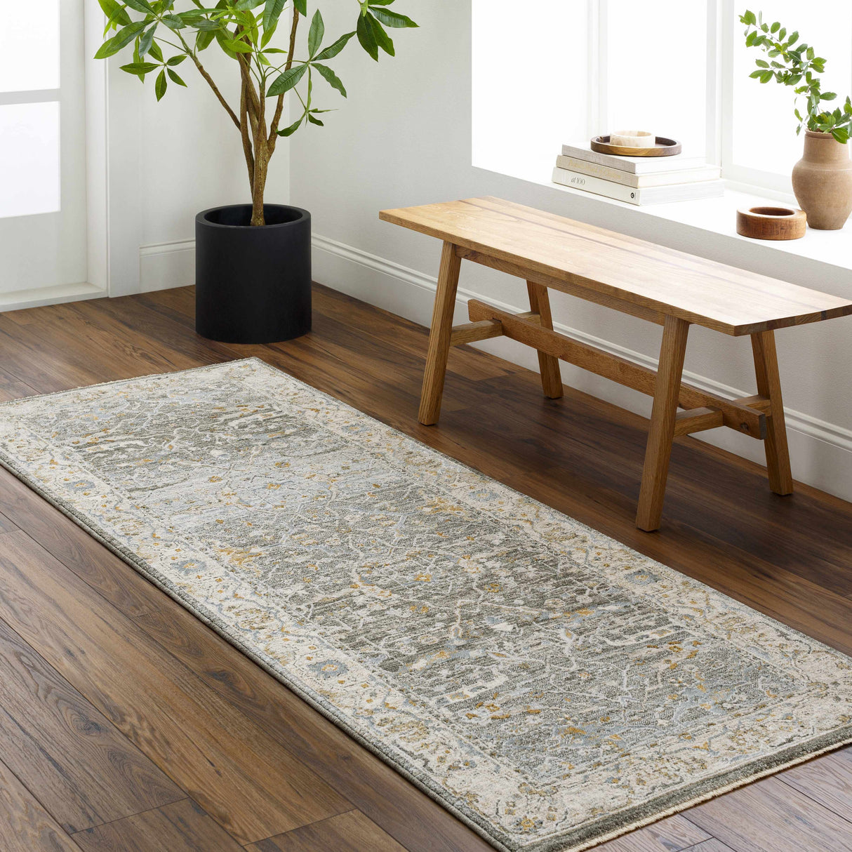 Aviva Teal Textured Rug with Fringes