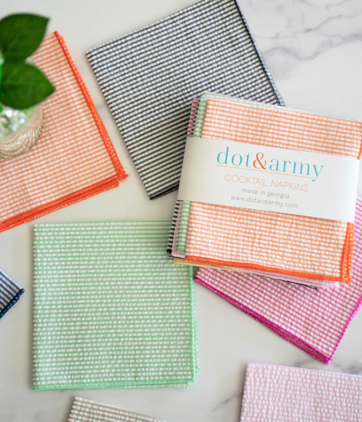 Seersucker Cloth Napkins - Vibrant, Easy-Care - set of eight