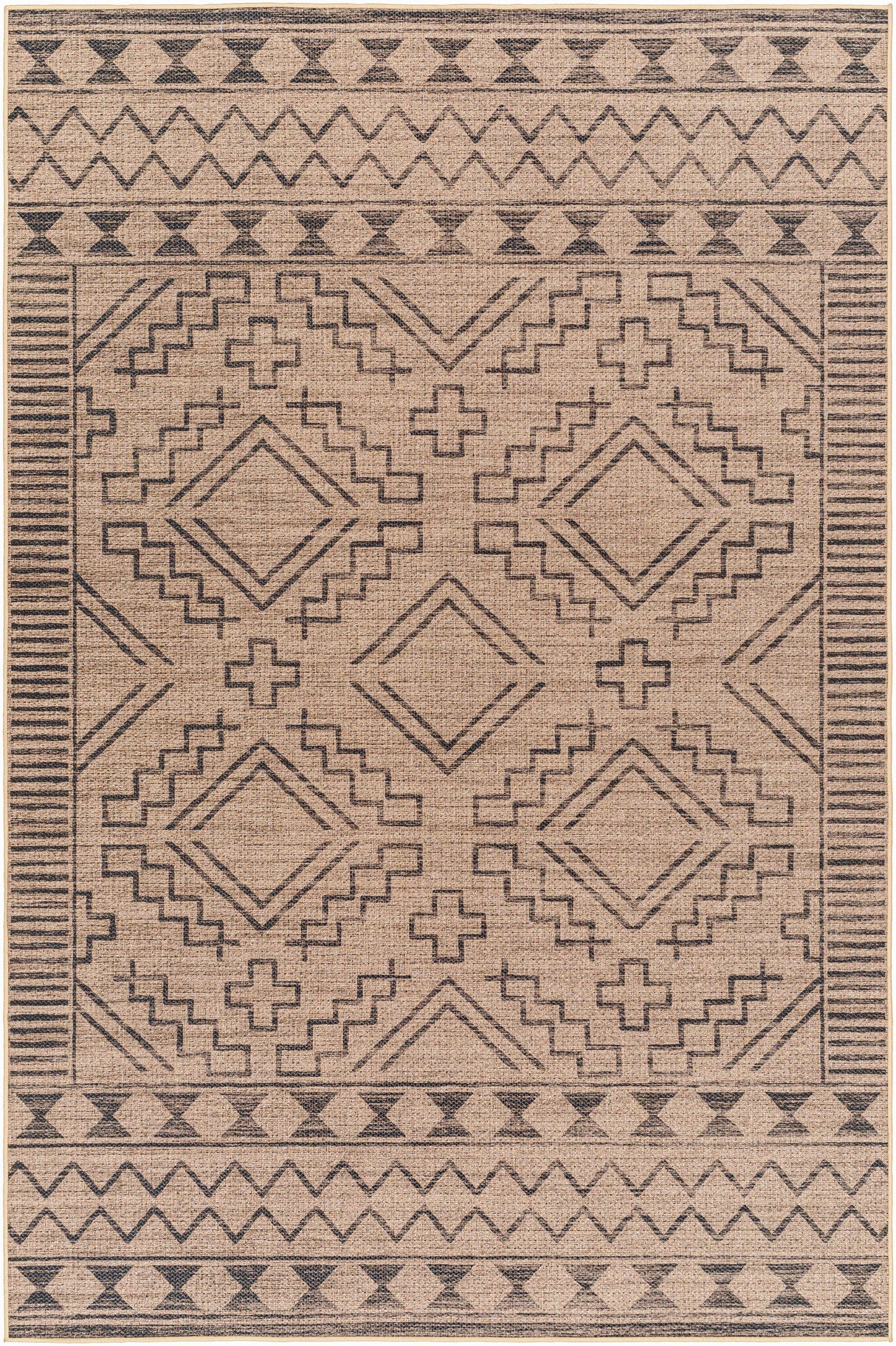 Halle Tan & Black Washable Area Rug - Clearance