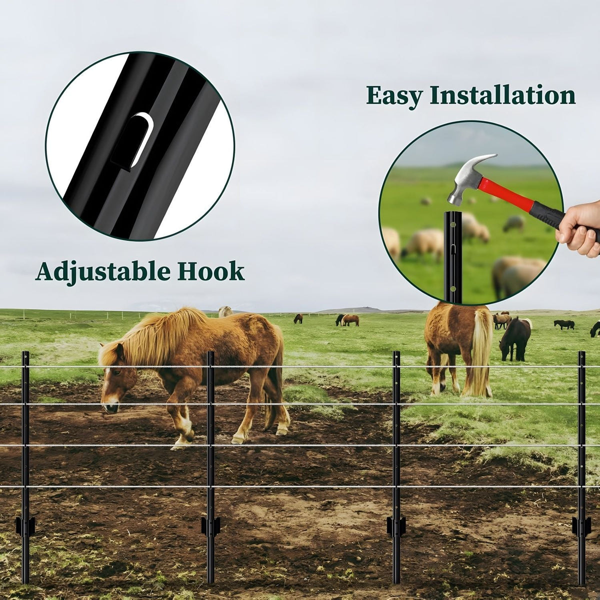 SHEN M 4 Foot U-Shaped Metal Garden Fence Posts with Rust-Resistant Finish - view 4