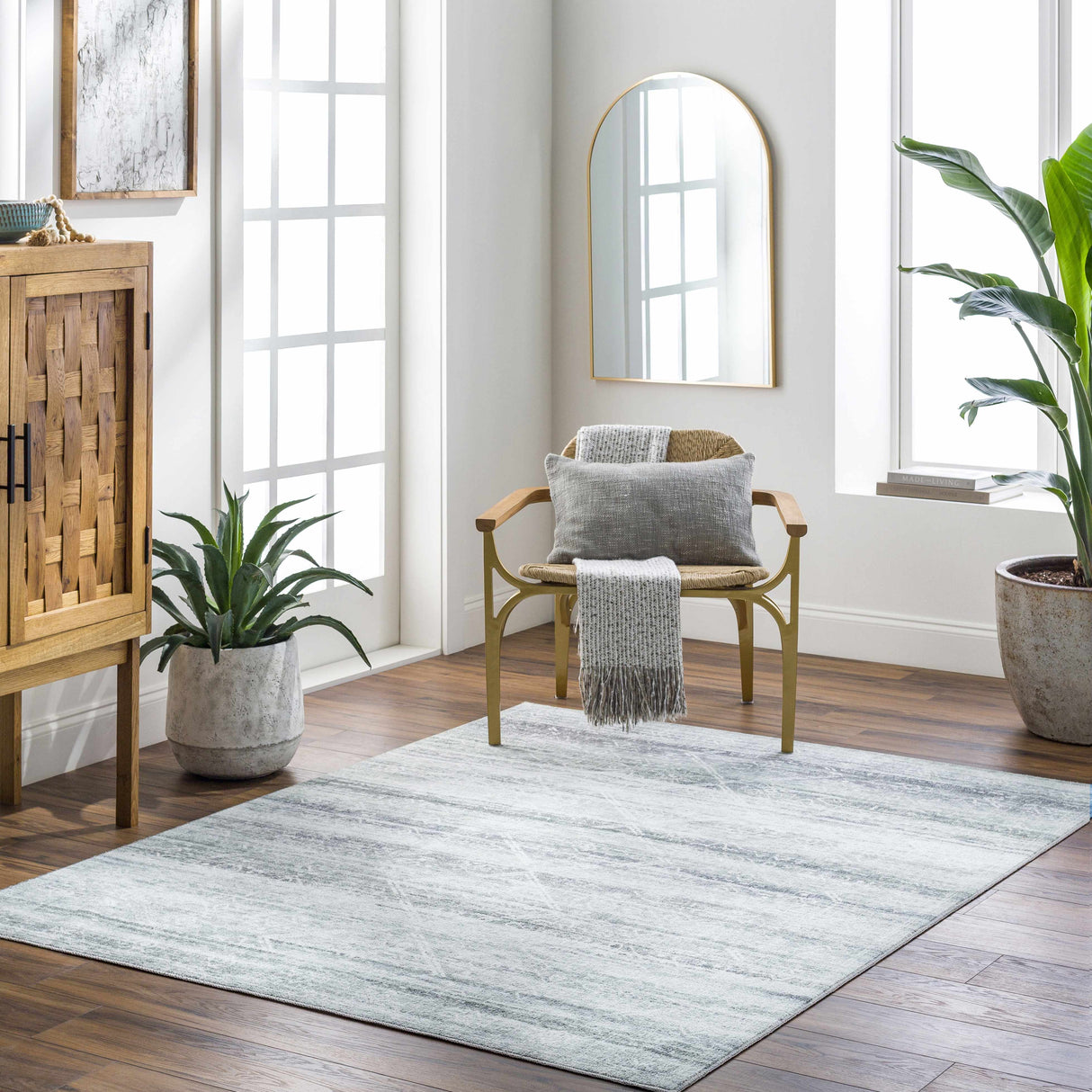 Blake Light Gray Washable Area Rug - Clearance
