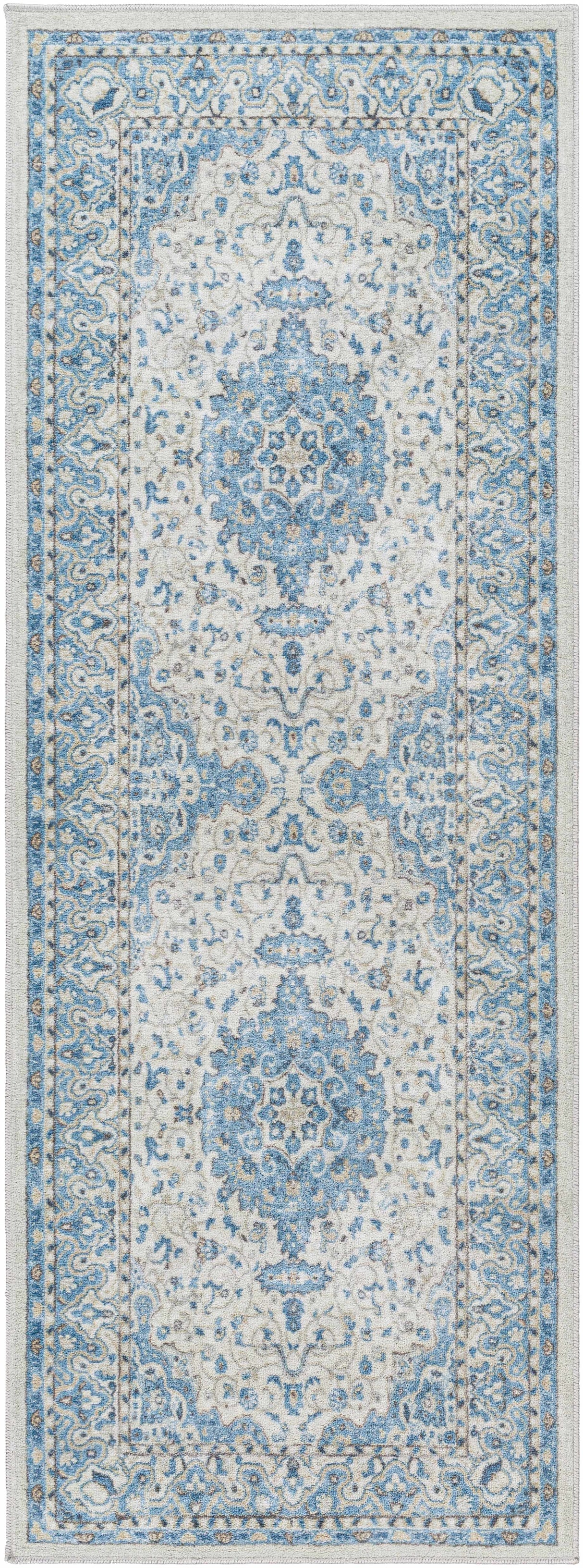 Farai Silver Blue Medallion Area Rug - Clearance