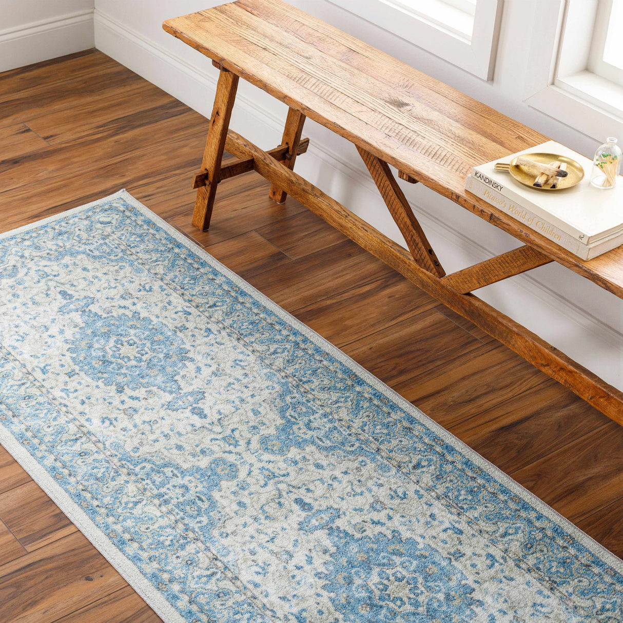 Farai Silver Blue Medallion Area Rug - Clearance