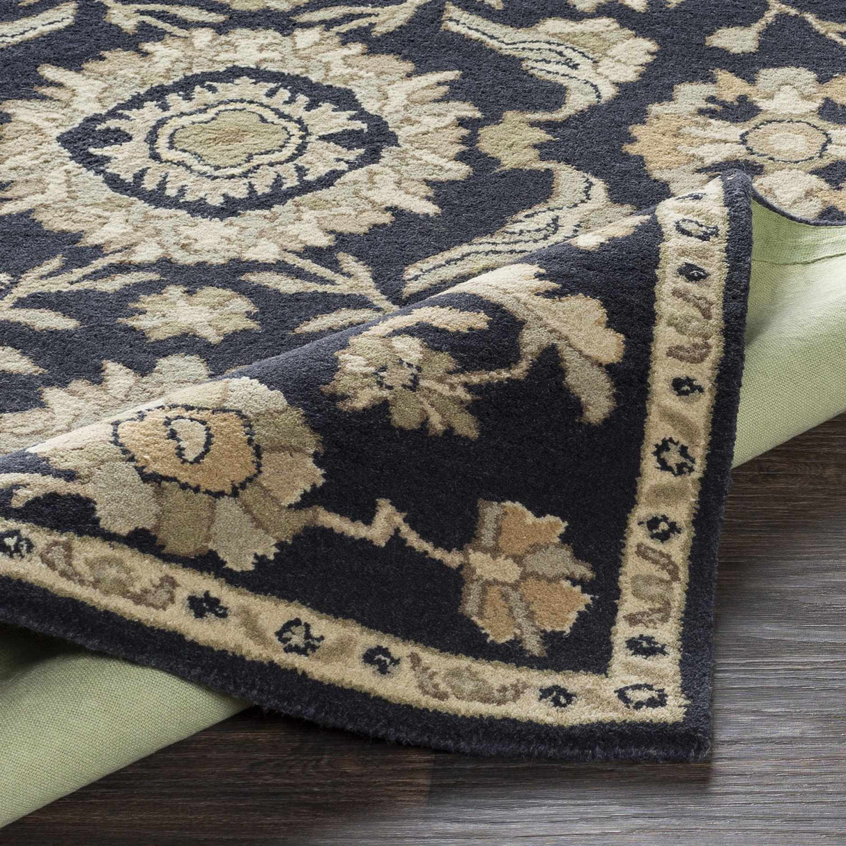Caesar CAE-1164 Black Floral Wool Rug