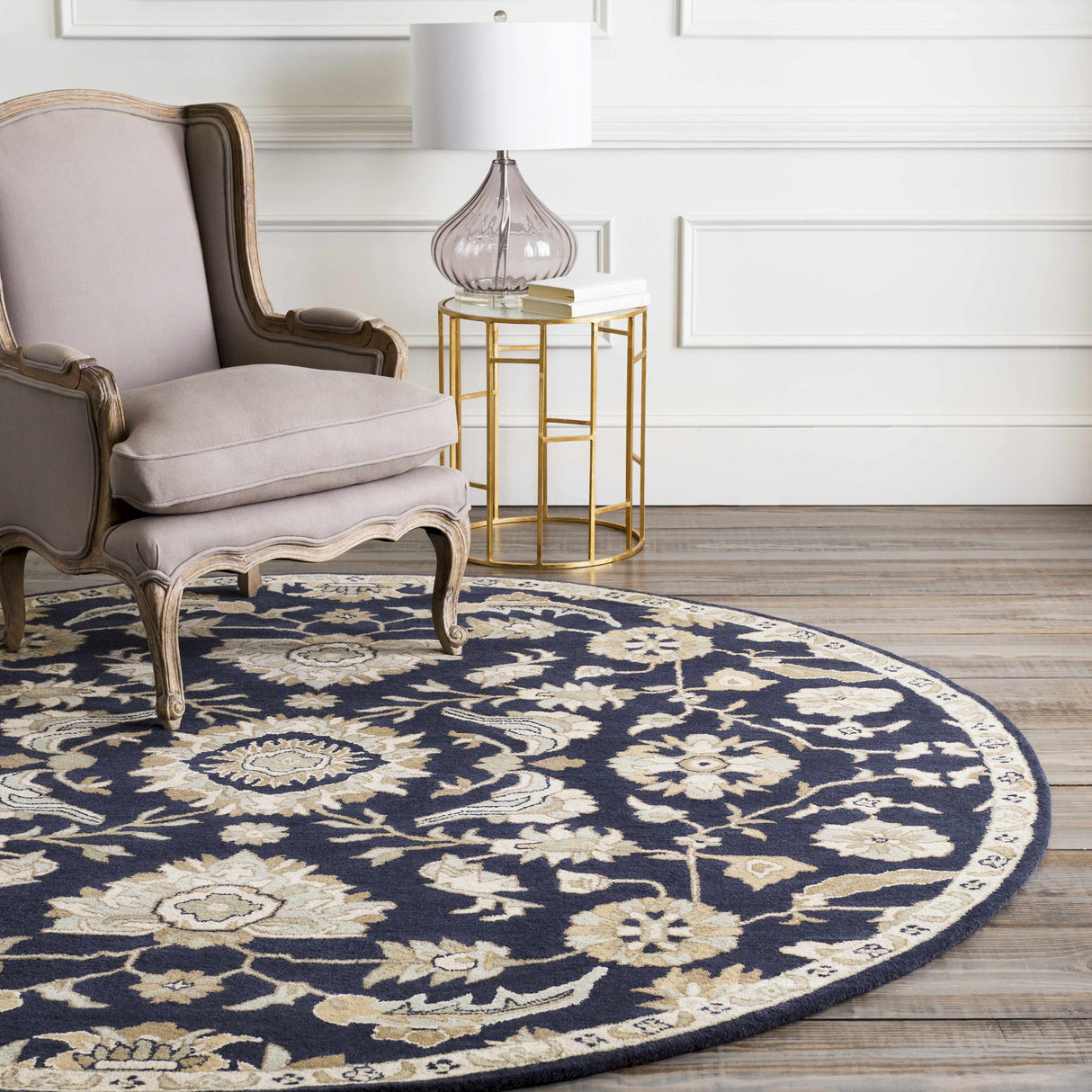 Caesar CAE-1164 Black Floral Wool Rug