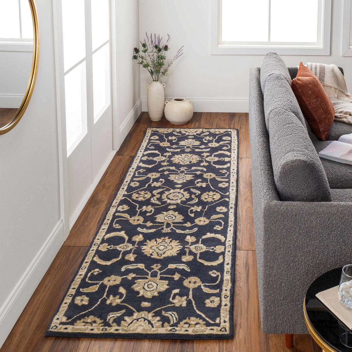 Caesar CAE-1164 Black Floral Wool Rug
