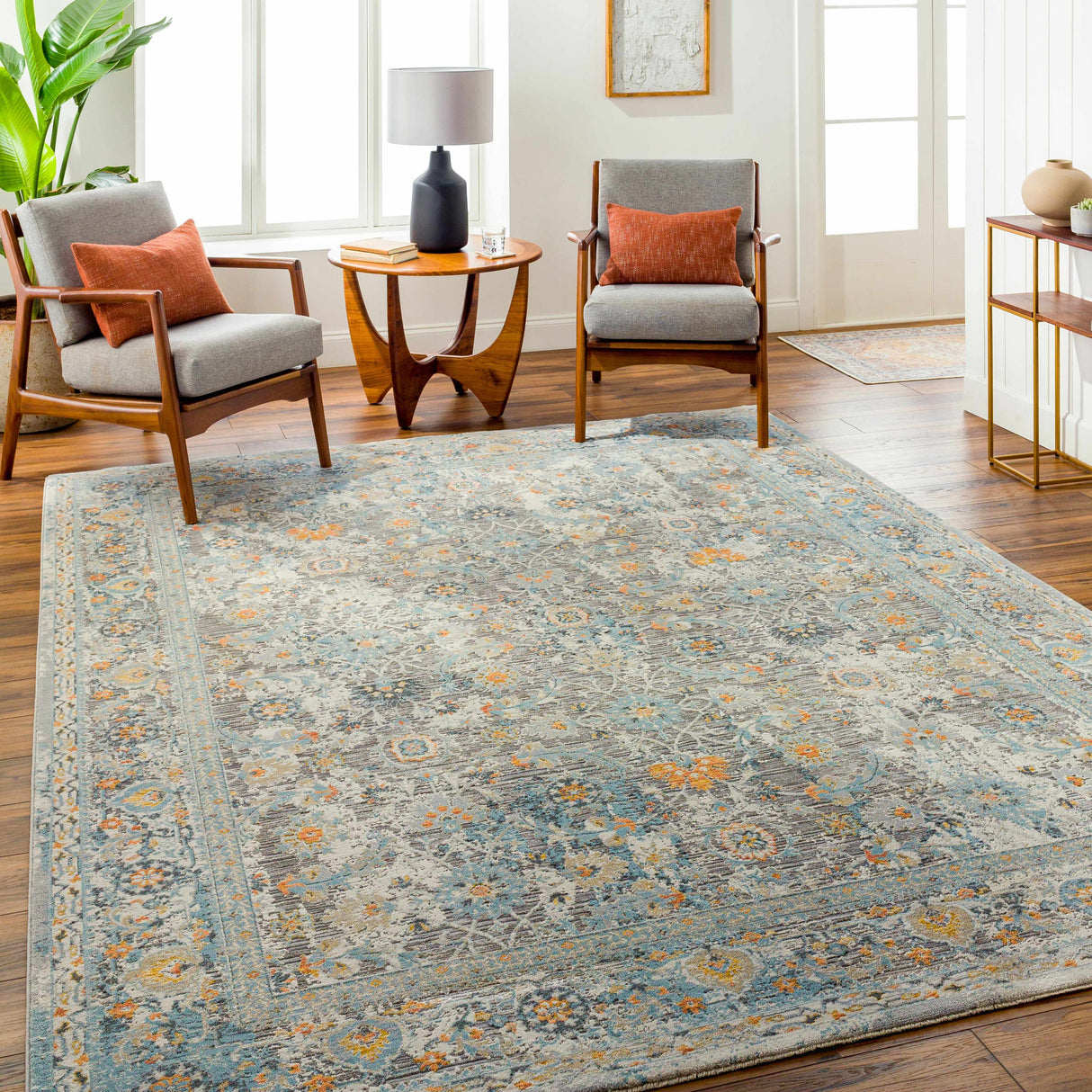 Finn Silver Blue Area Rug