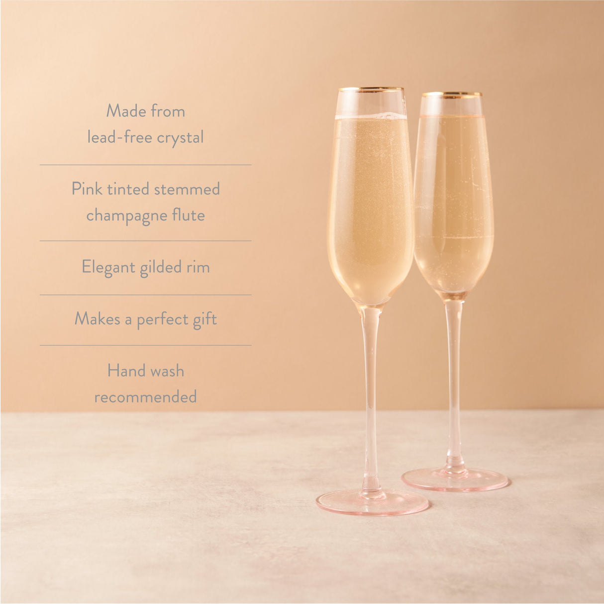 Rose Crystal Champagne Flute Set