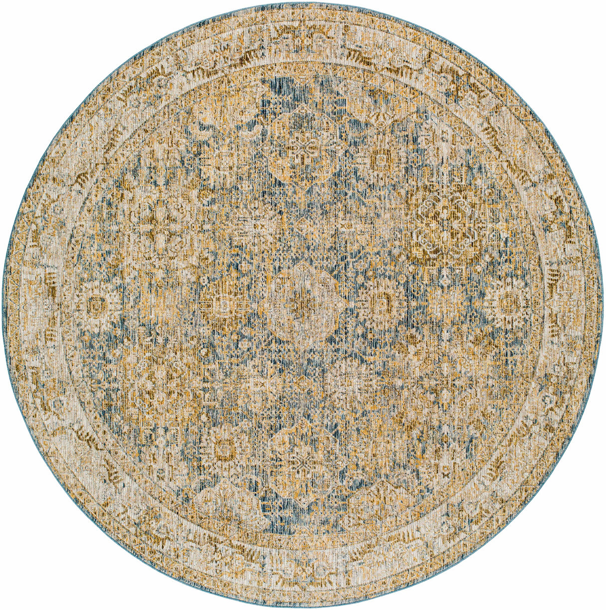 Ange Cream & Blue Rich Textured Rug