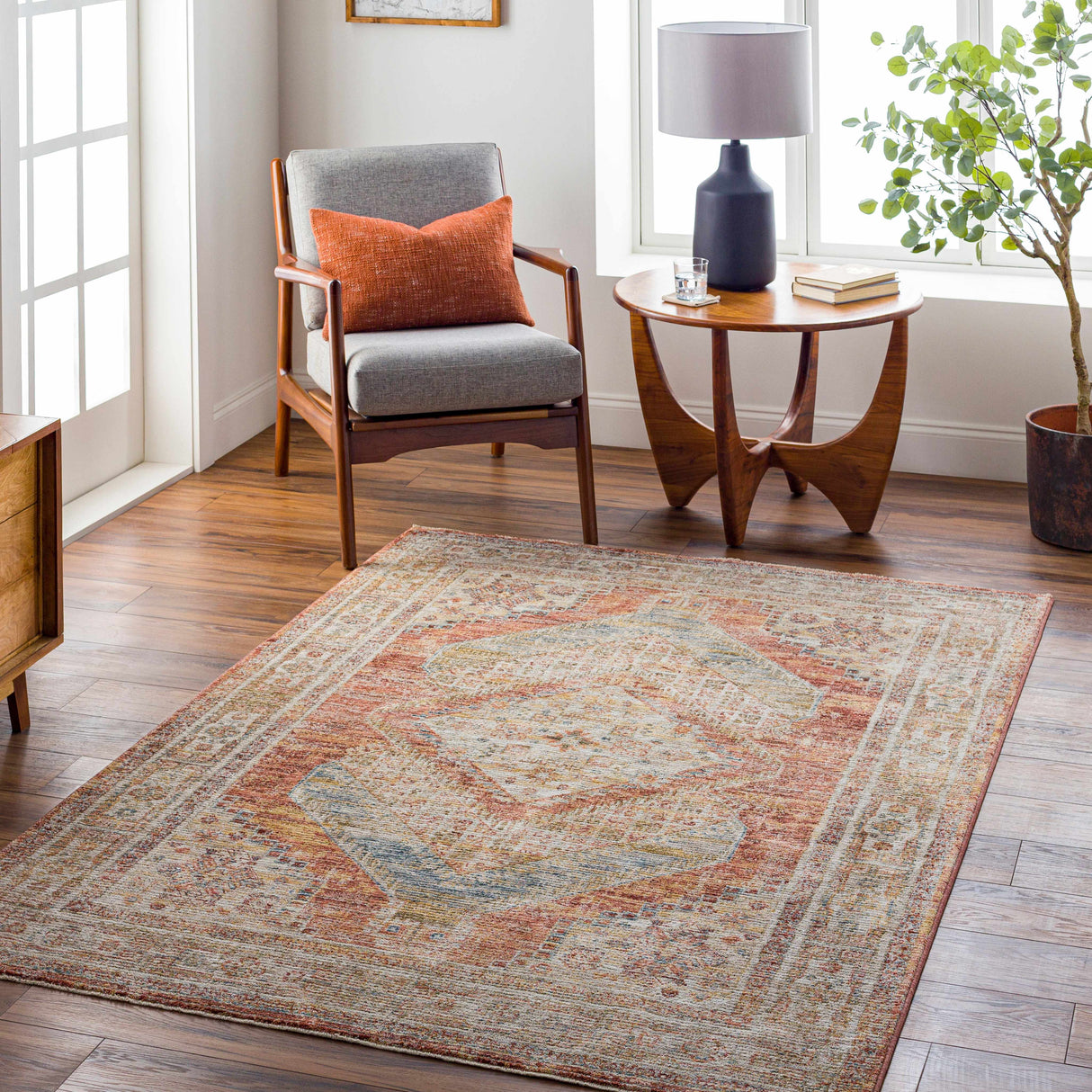 Moya Rust Rich Textured Traditional Rug