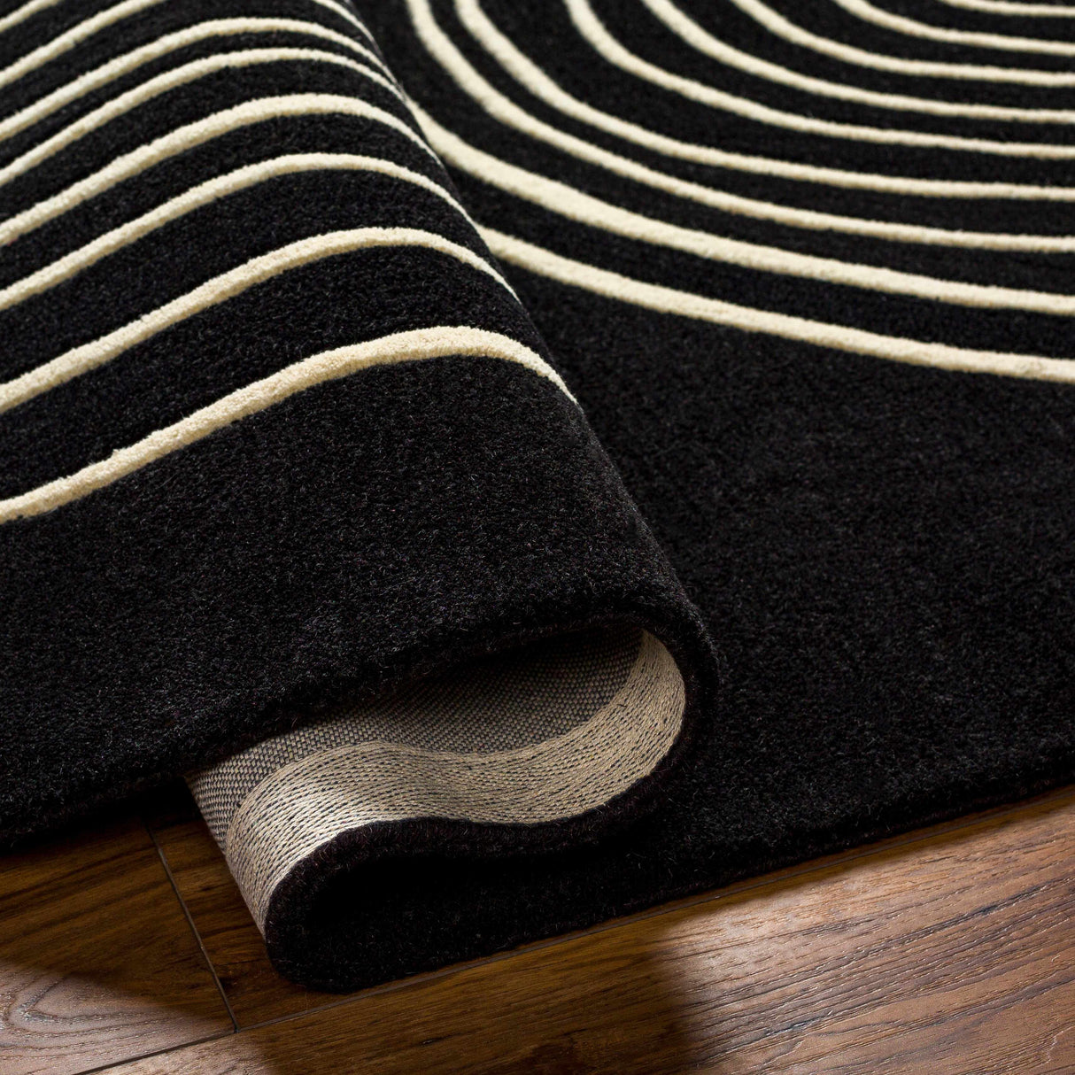 Fuat Black Wool Rug