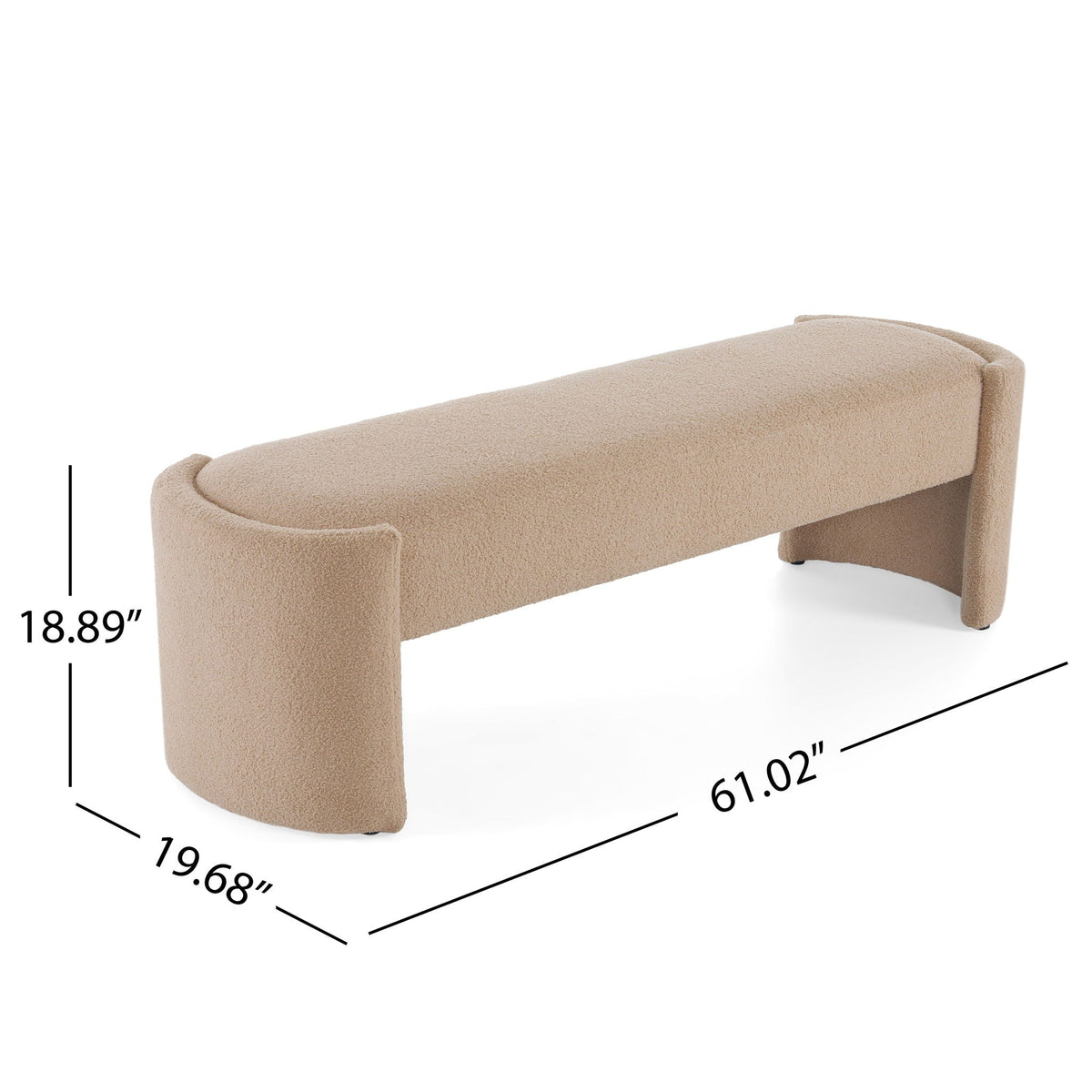 Simple Long Ottoman Bench with Plush Padded Seating - view 2