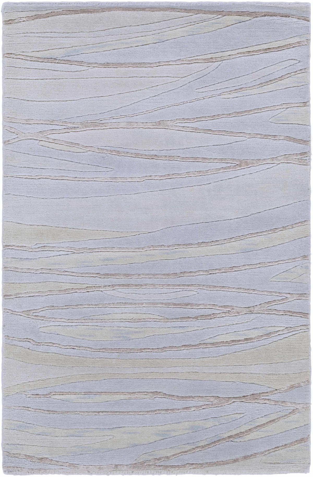 Sinai Light Blue Lined Wool/Viscose Rug - Clearance