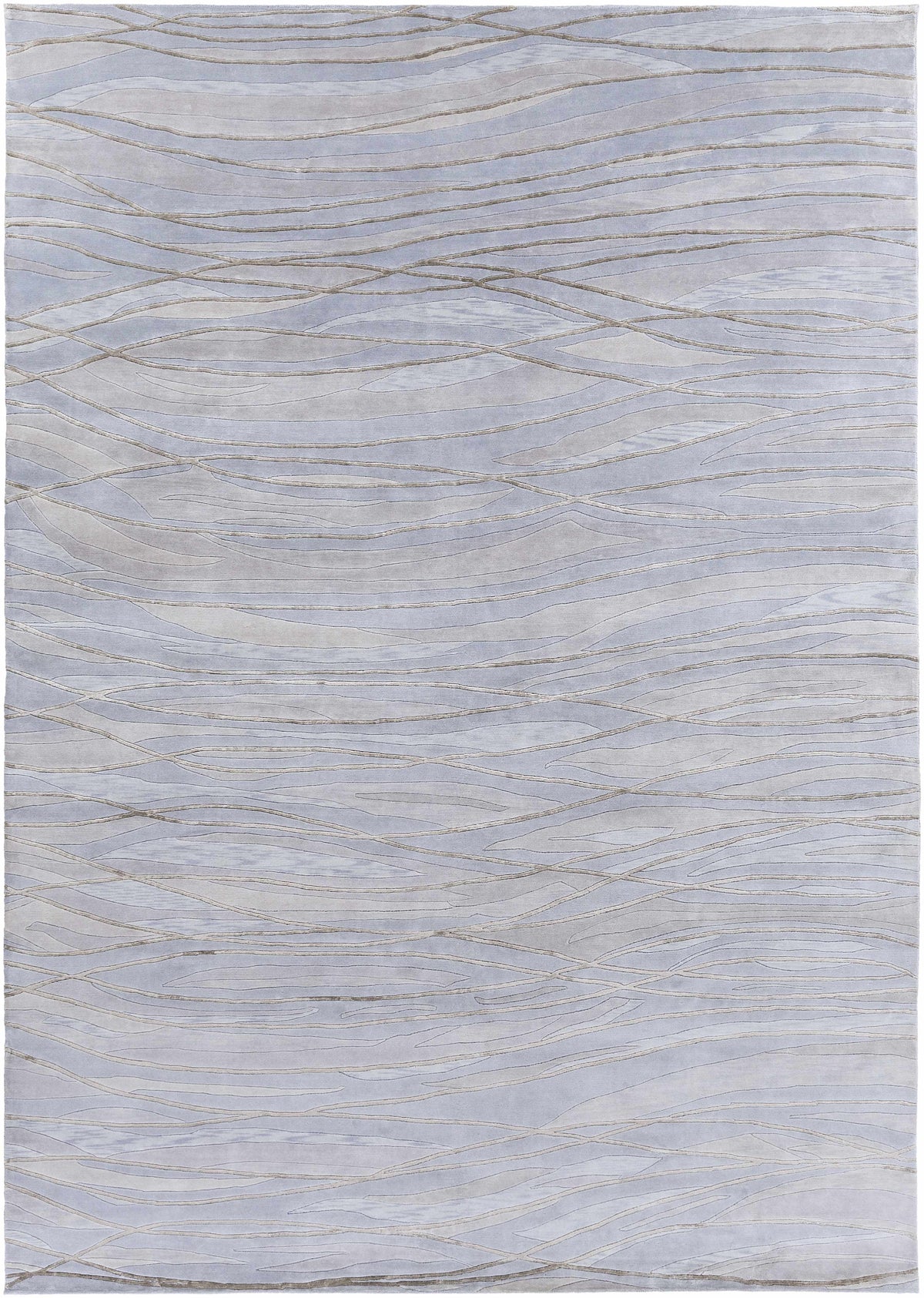 Sinai Light Blue Lined Wool/Viscose Rug - Clearance