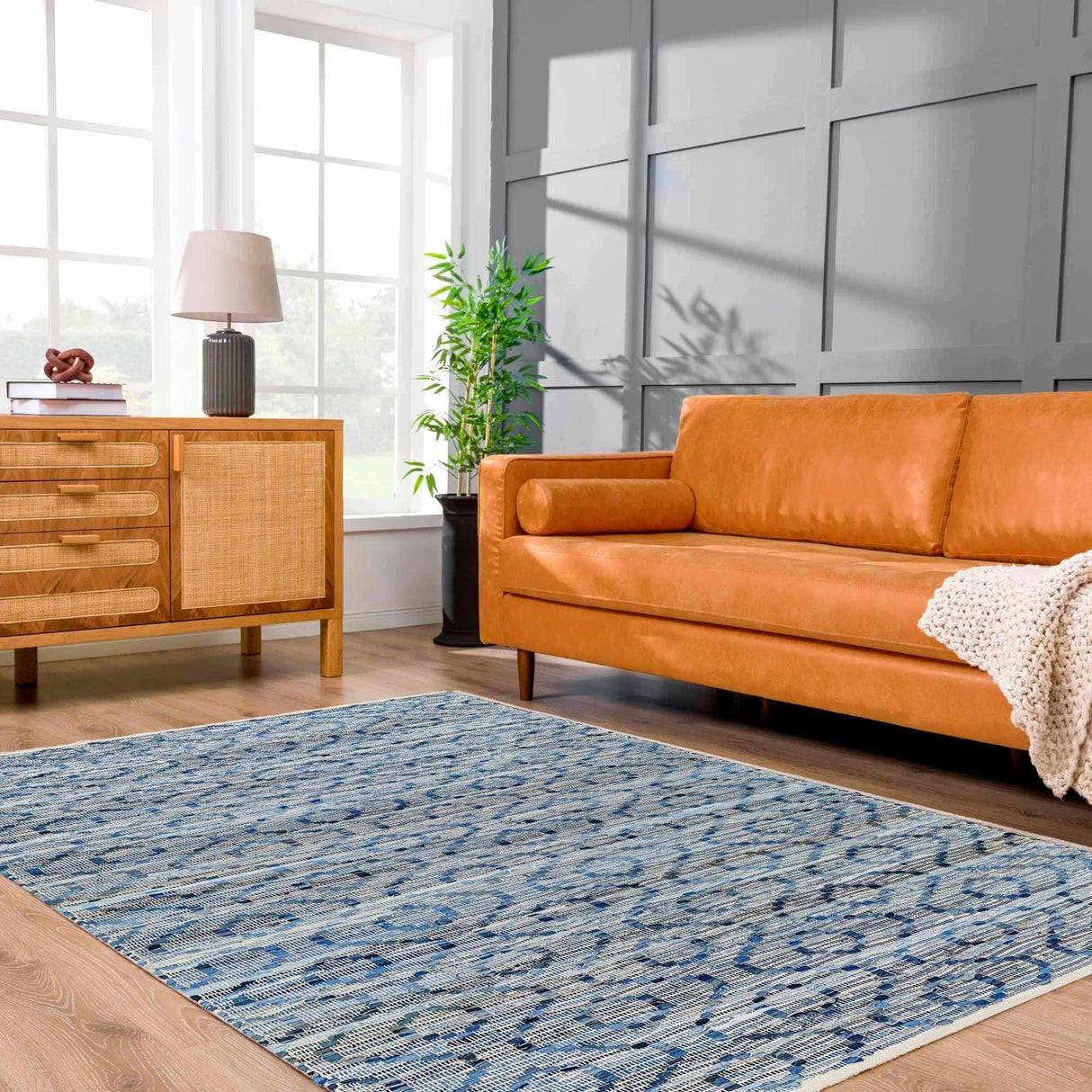 Gurit Blue & Brown Area Rug - Clearance