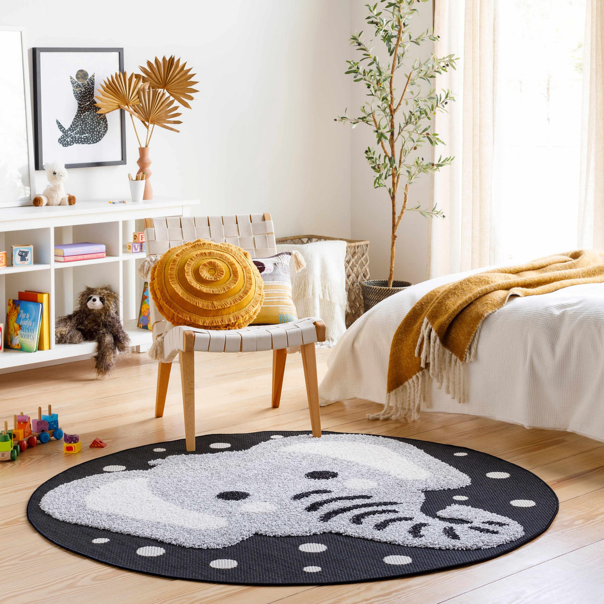 Kids Elephant Animal Print Nursery Outdoor Area Rug - Clearance