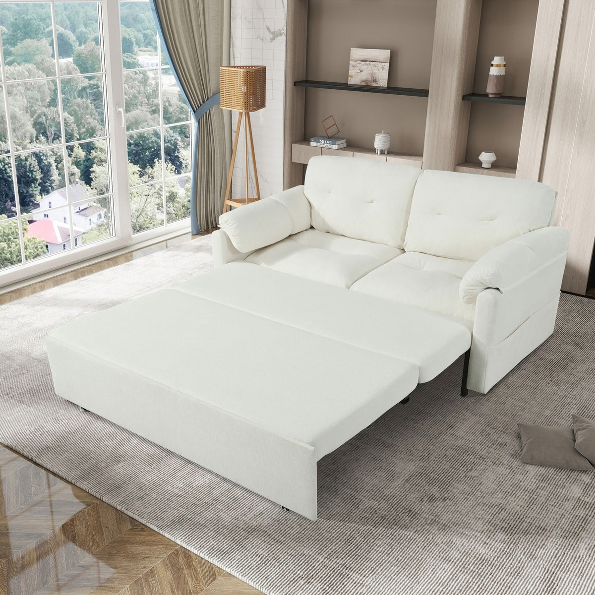 SKYMALL Convertible Pull Out Sofa Bed Queen Size with Side Storage - view 5