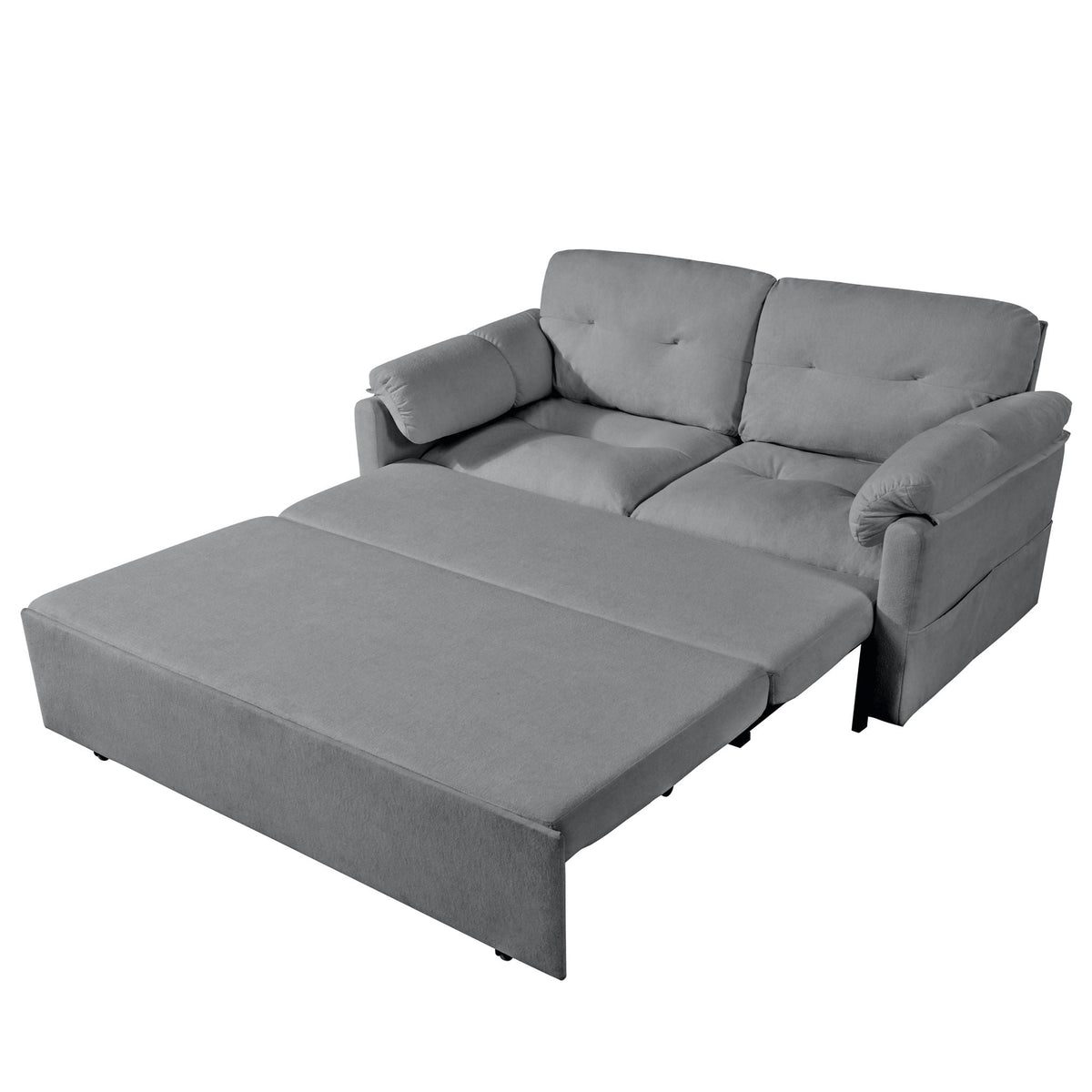 SKYMALL Convertible Pull Out Sofa Bed Queen Size with Side Storage in Dark Gray