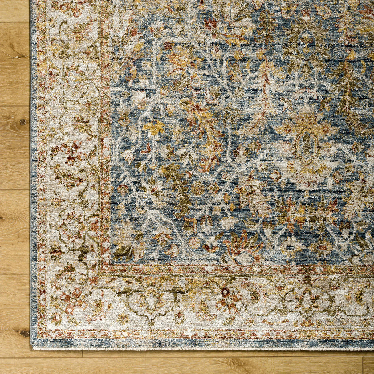 Asabi Blue Textured Rug with Fringes