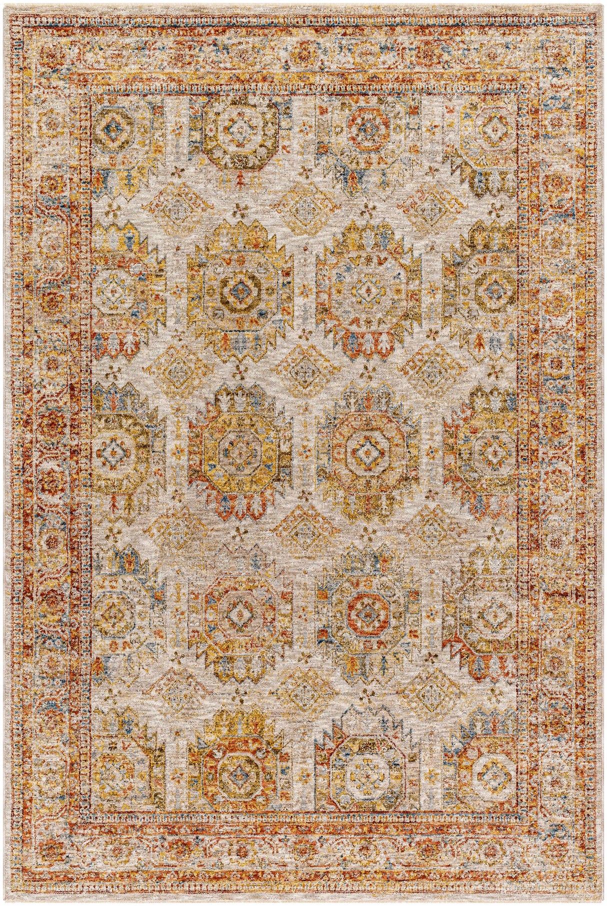 Crescentia Cream Textured Rug with Fringes