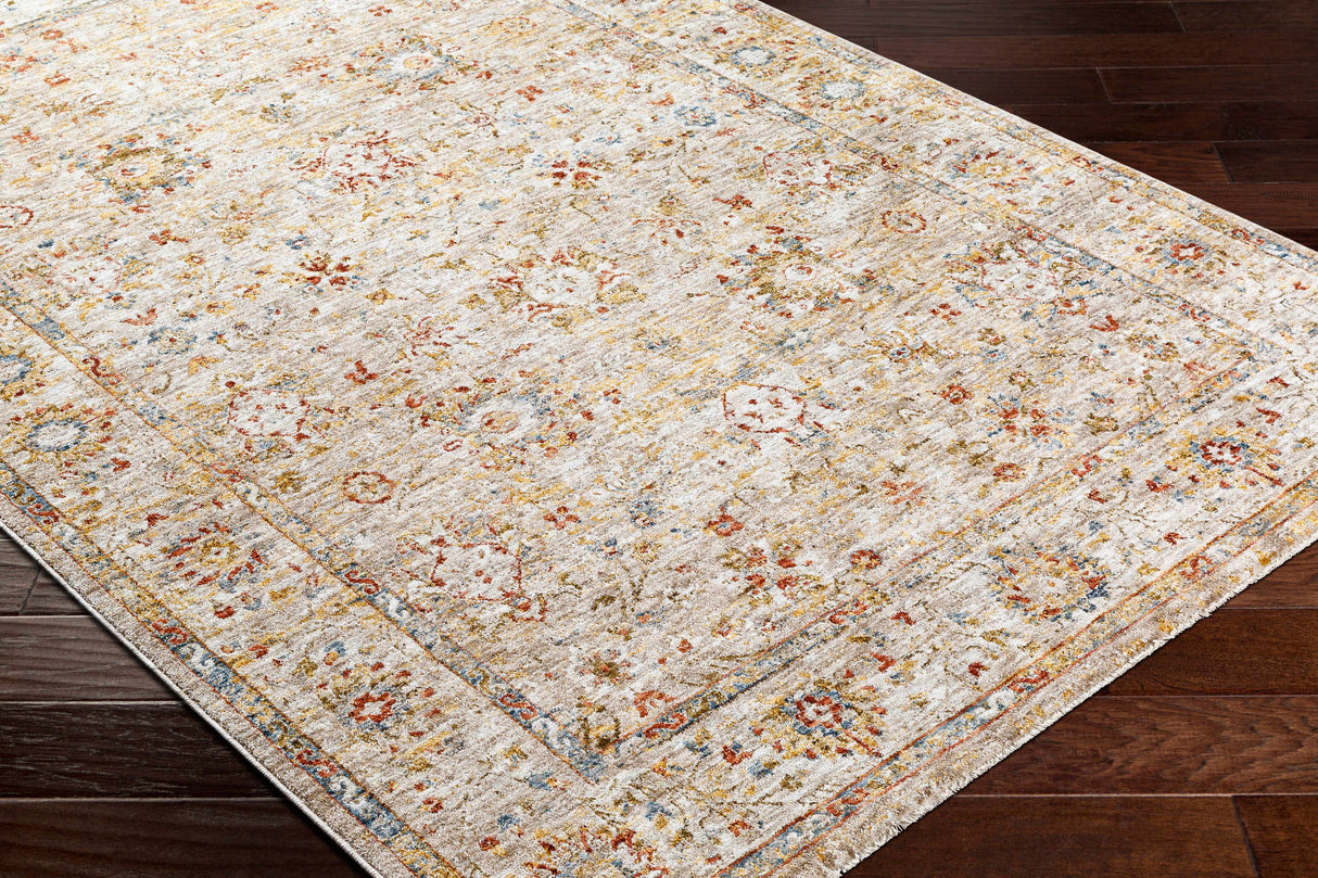 Duong Beige Textured Rug with Fringes