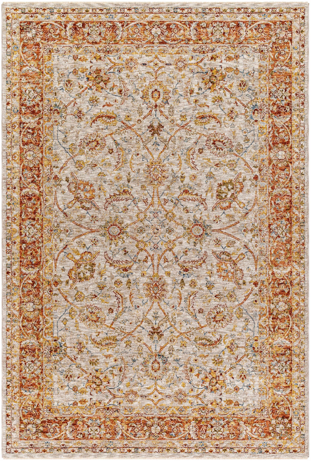 Dyan Cream Textured Rug with Fringes