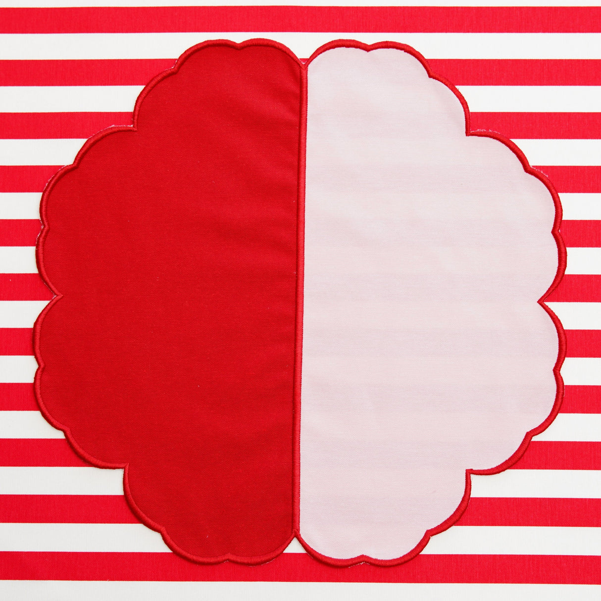 Duality Pink Red Scalloped Fabric Placemat