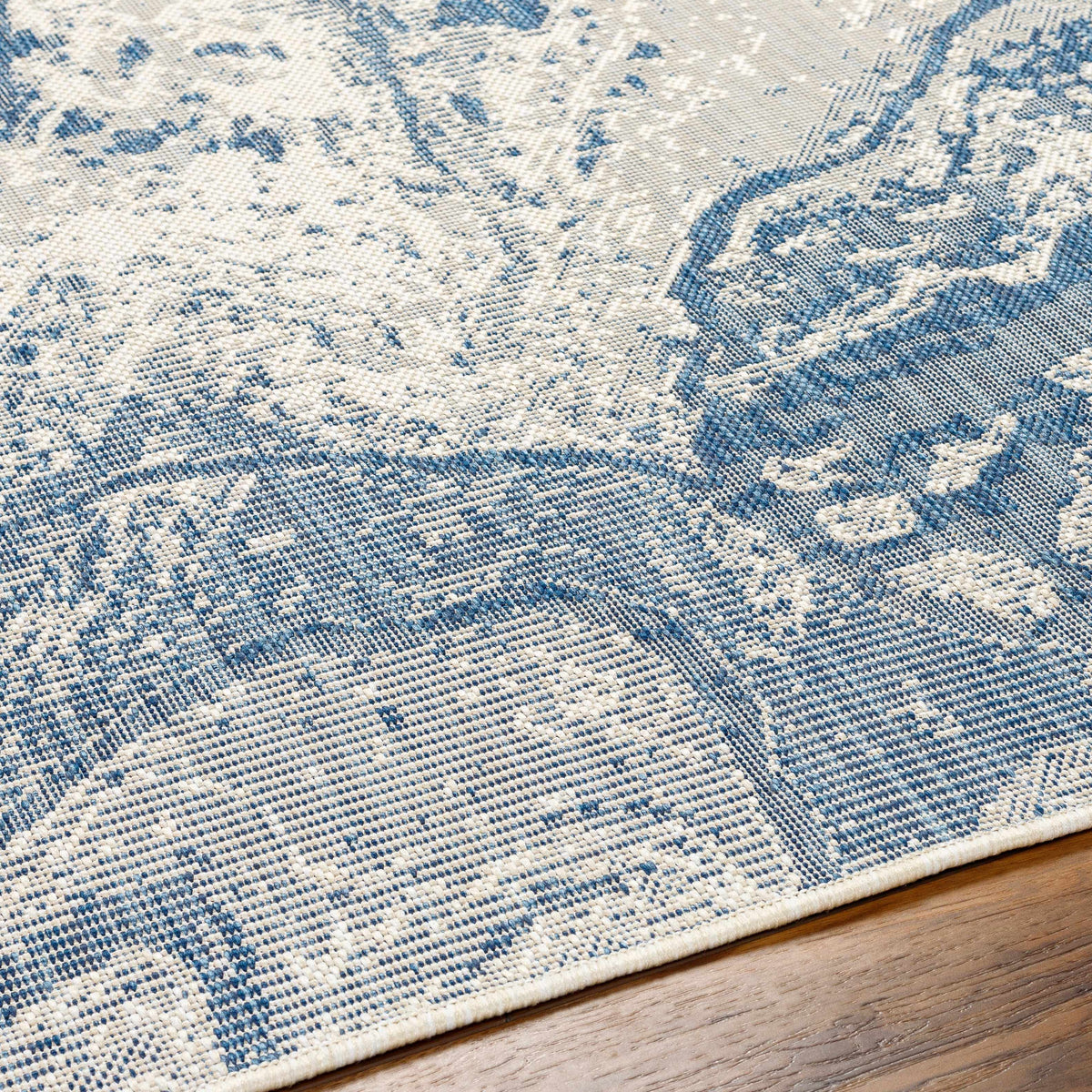 Basma Blue Marble Outdoor Area Rug - Clearance