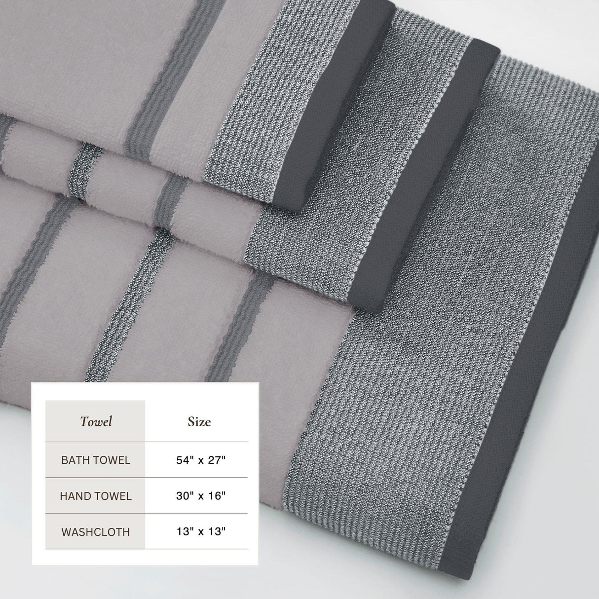 Decorative Cotton Stripe Bath Towel Set - Noelle Collection