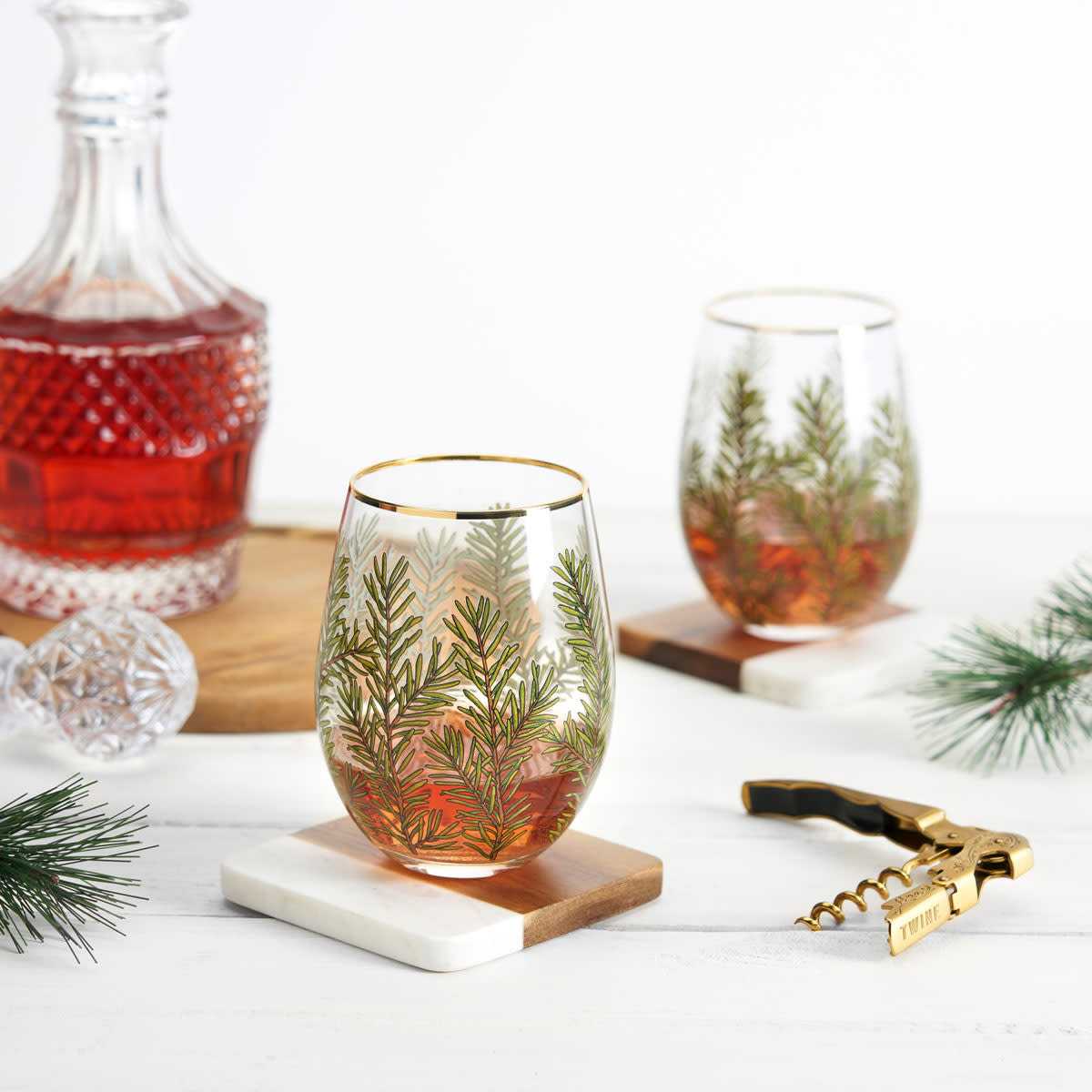 Woodland Stemless Wine Glass Set