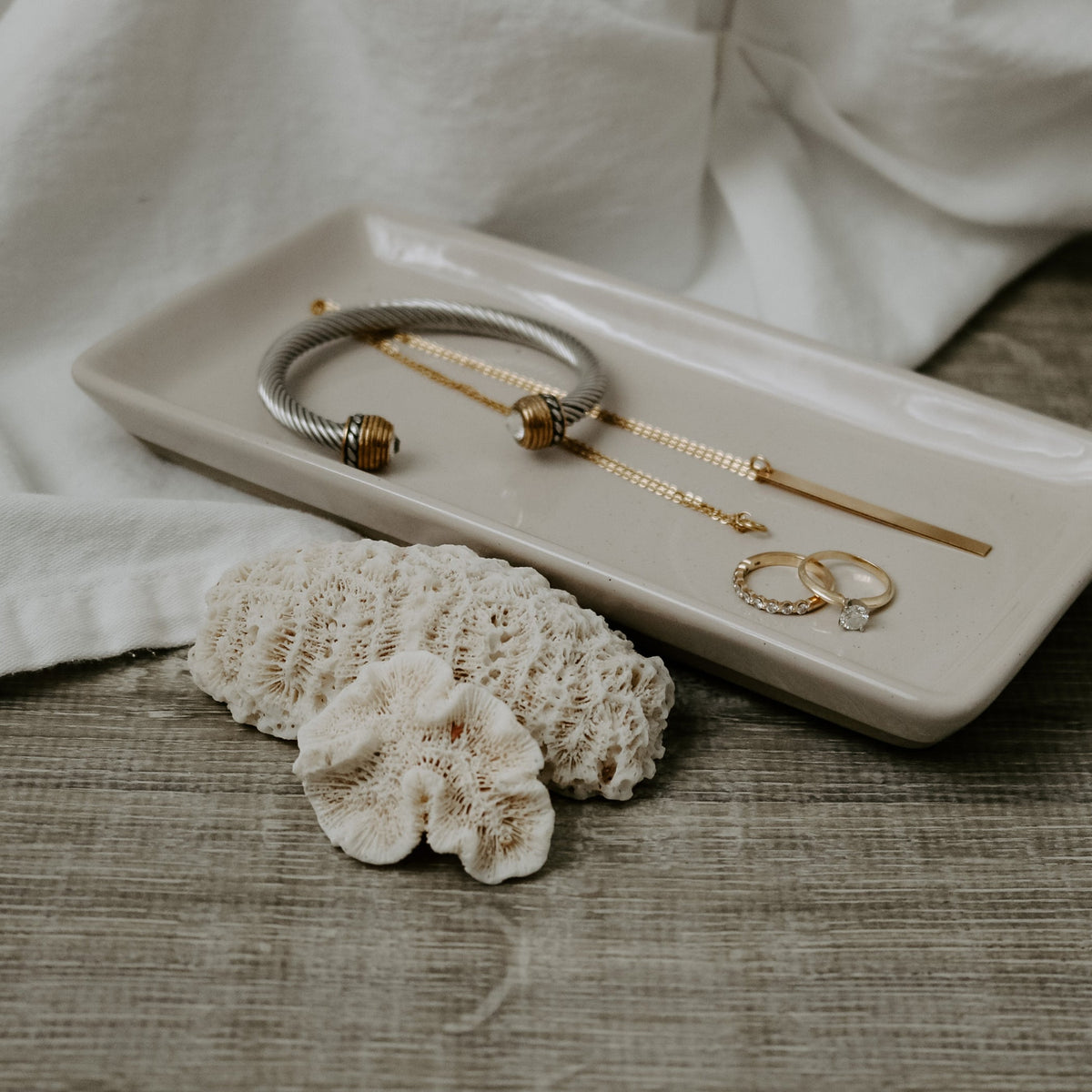 Cream Stoneware Tray | Sweet Water Decor